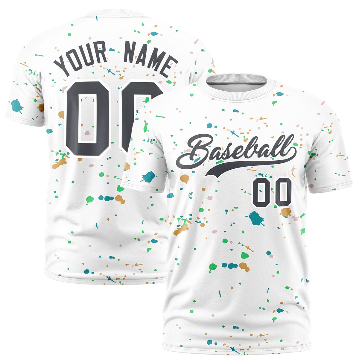 Custom White Gray Spray Painting Graffiti Pattern Personalization T-shirt| KXKSHOP