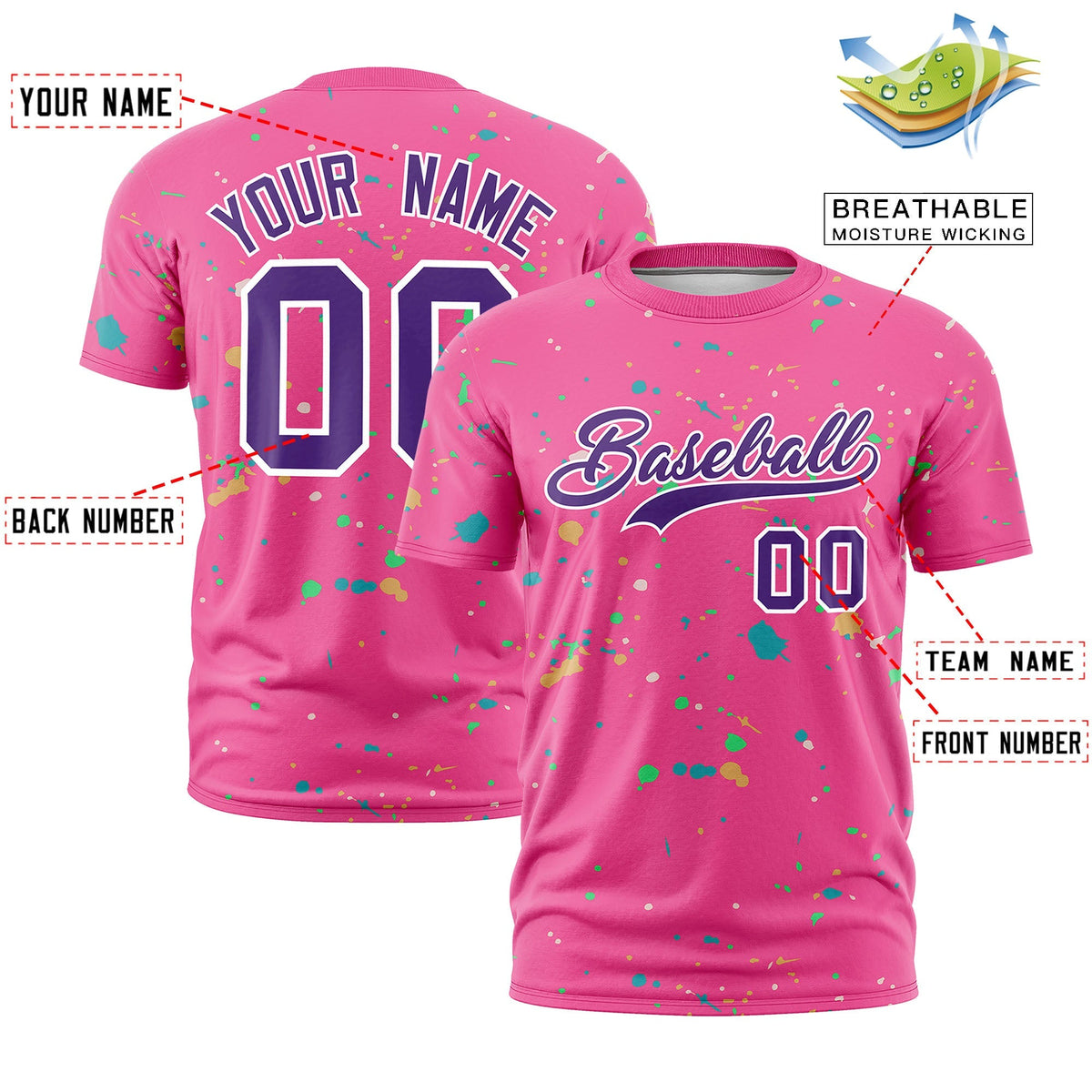 Custom Pink Purple White Spray Painting Graffiti Pattern Personalization T-shirt| KXKSHOP