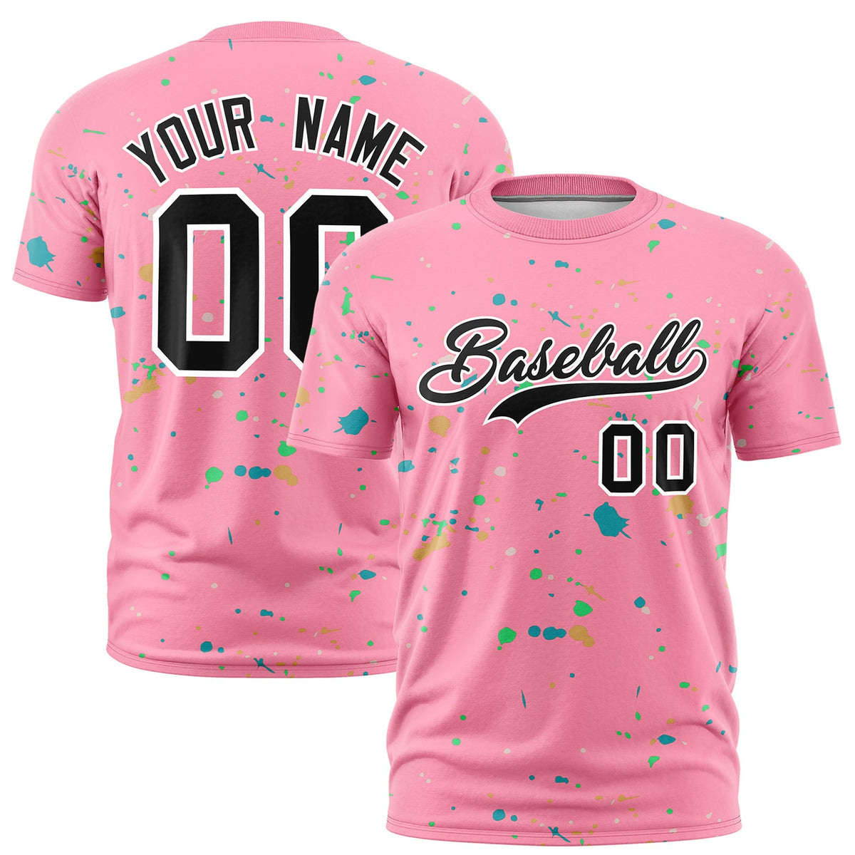 Custom Light Pink Black White Spray Painting Graffiti Pattern Personalization T-shirt| KXKSHOP