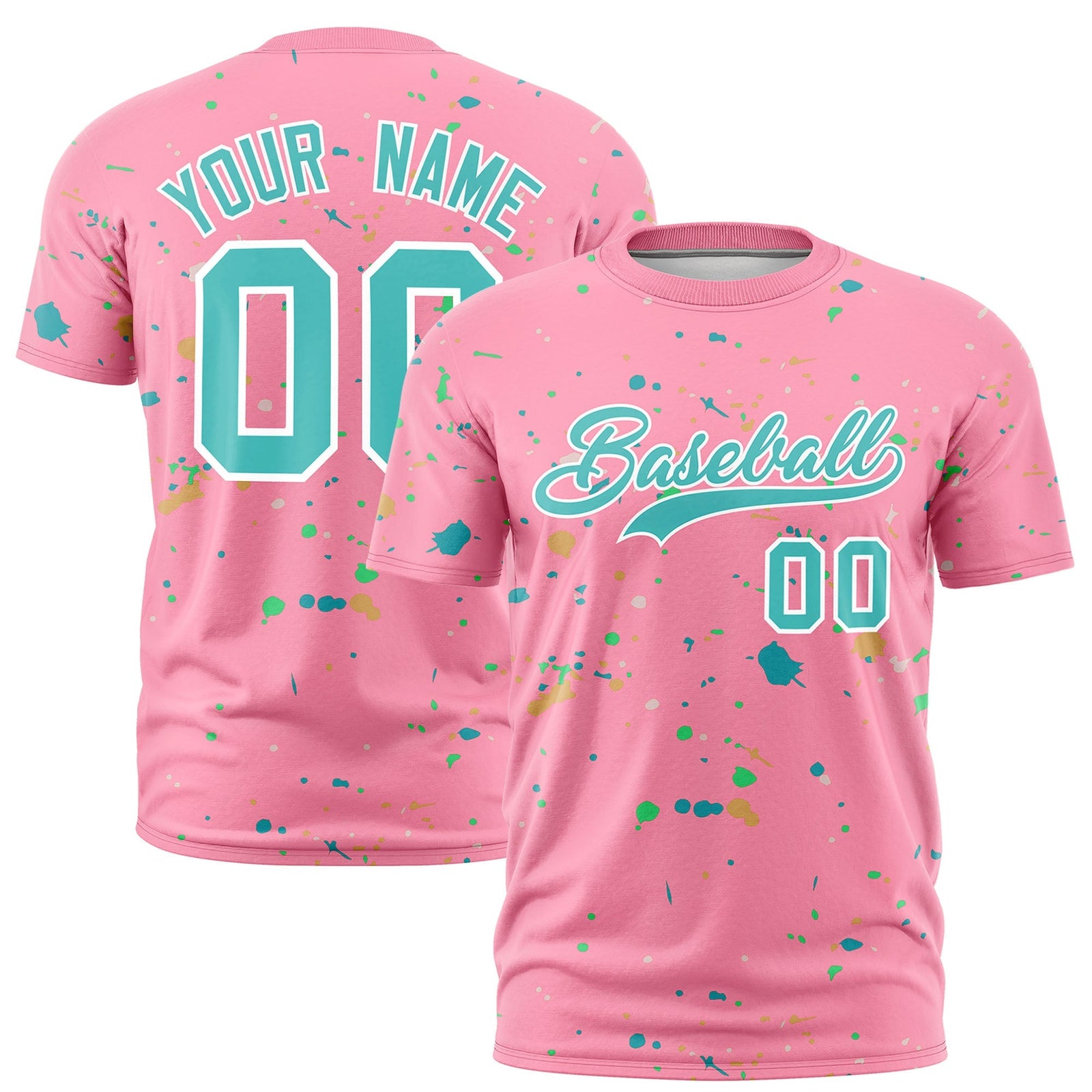 Custom Light Pink Teal White Spray Painting Graffiti Pattern Personalization T-shirt| KXKSHOP