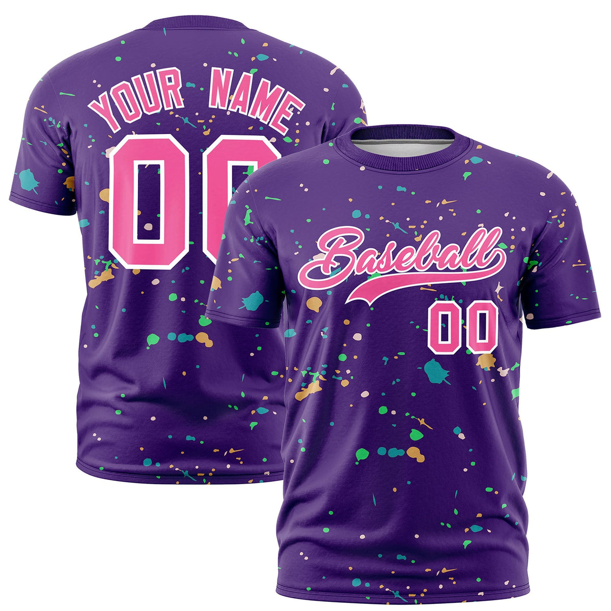 Custom Purple Pink White Spray Painting Graffiti Pattern Personalization T-shirt| KXKSHOP