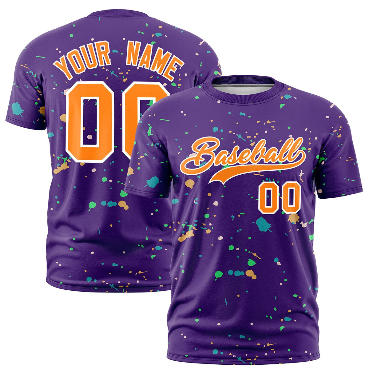Custom Purple Orange White Spray Painting Graffiti Pattern Personalization T-shirt| KXKSHOP