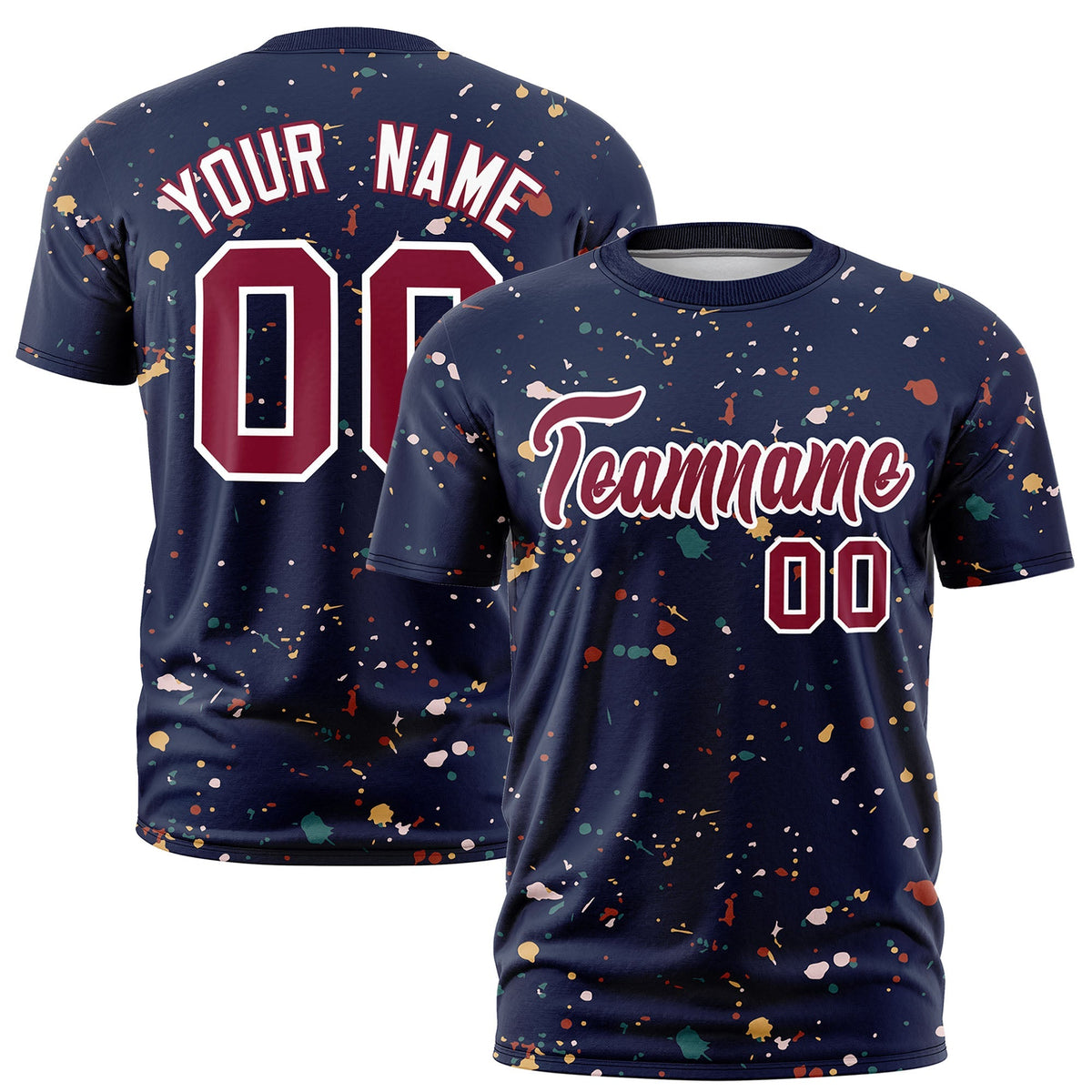 Custom Navy Crimson White Spray Painting Graffiti Pattern Personalization T-shirt| KXKSHOP