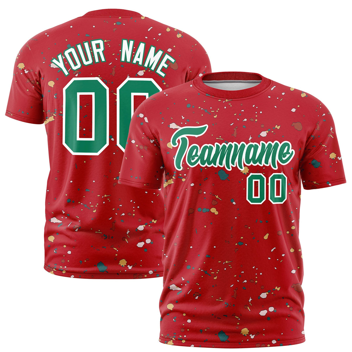 Custom Red Kelly Green White Spray Painting Graffiti Pattern Personalization T-shirt| KXKSHOP