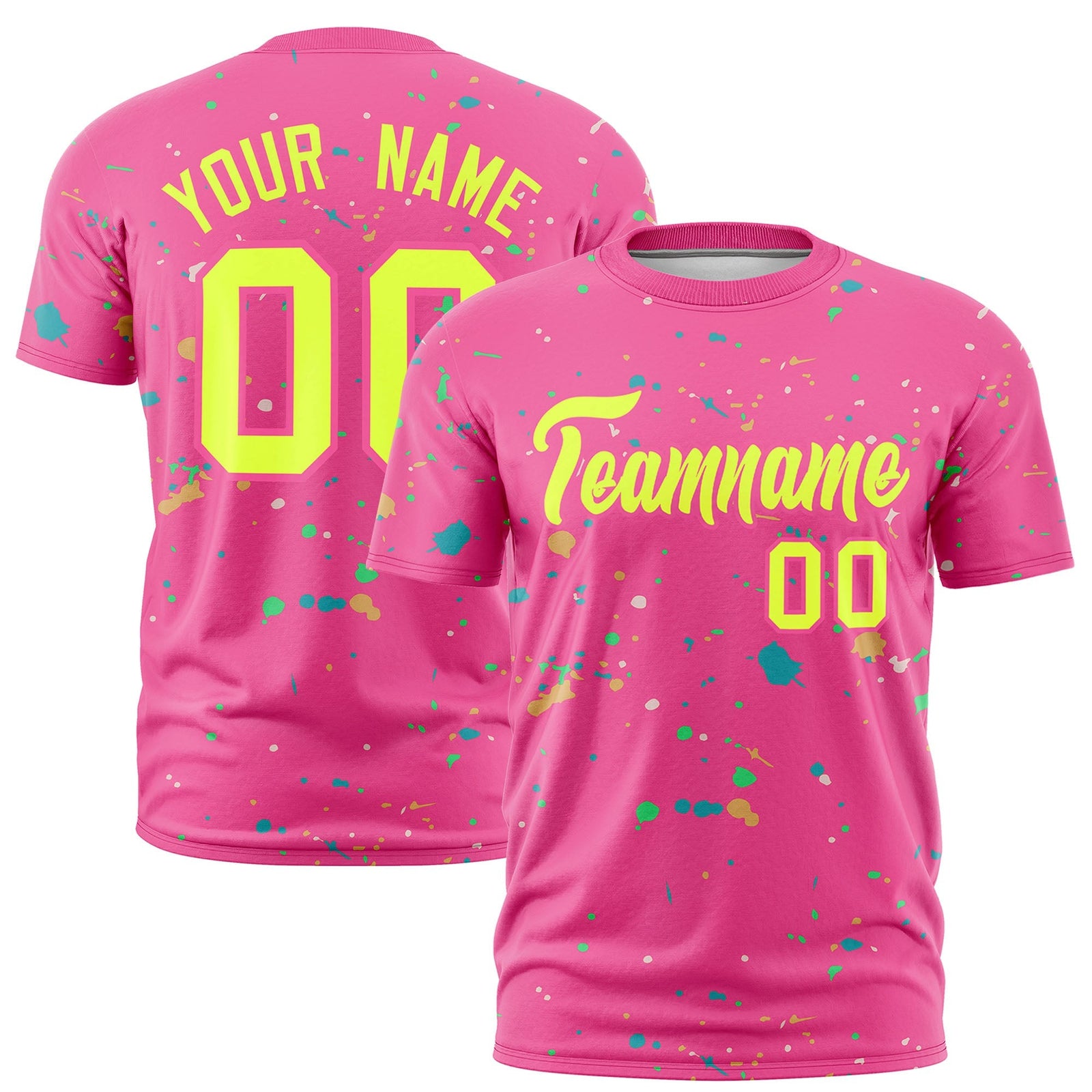 Custom Pink Fluorescent Green Spray Painting Graffiti Pattern Personalization T-shirt| KXKSHOP