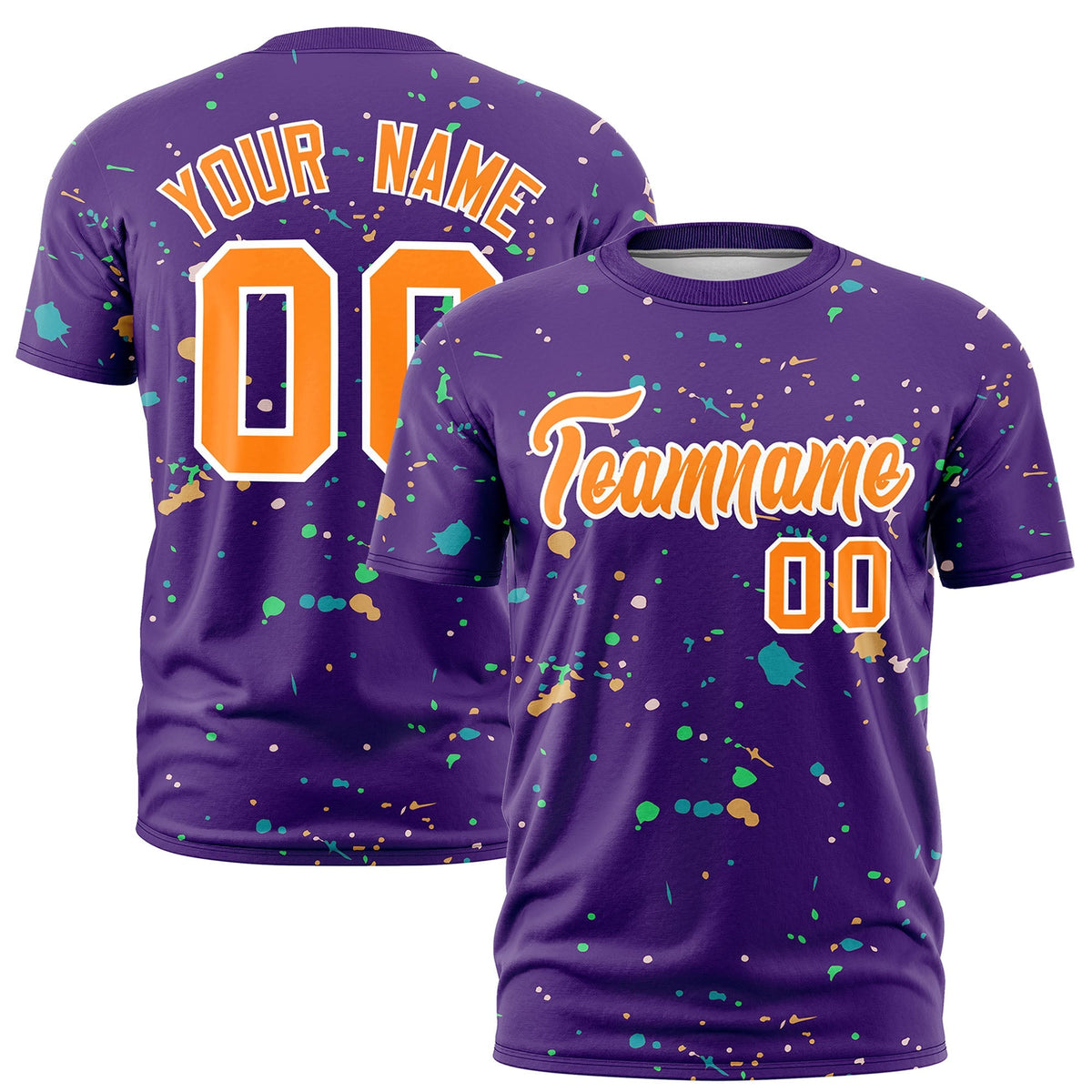 Custom Purple Orange White Spray Painting Graffiti Pattern Personalization T-shirt