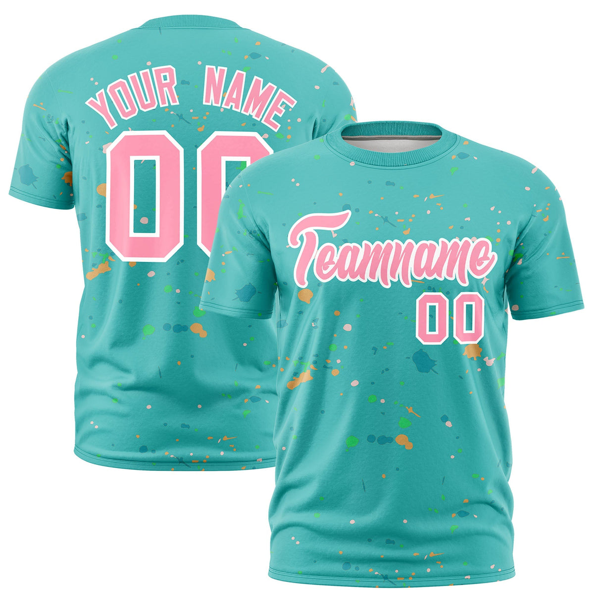 Custom Teal Light Pink White Spray Painting Graffiti Pattern Personalization T-shirt| KXKSHOP