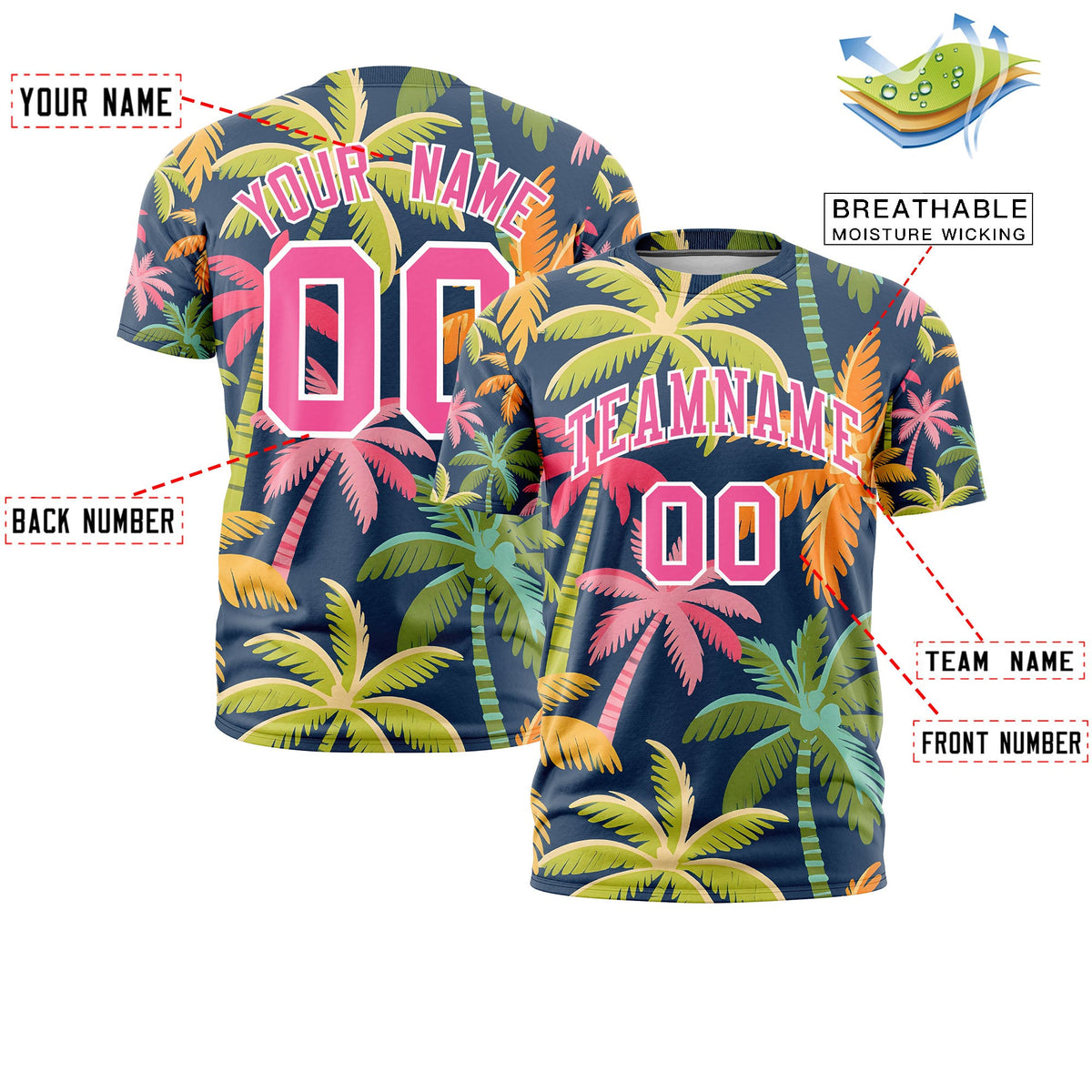 Custom Pink White Graffiti Pattern Hawaiian Style T-shirt| KXKSHOP
