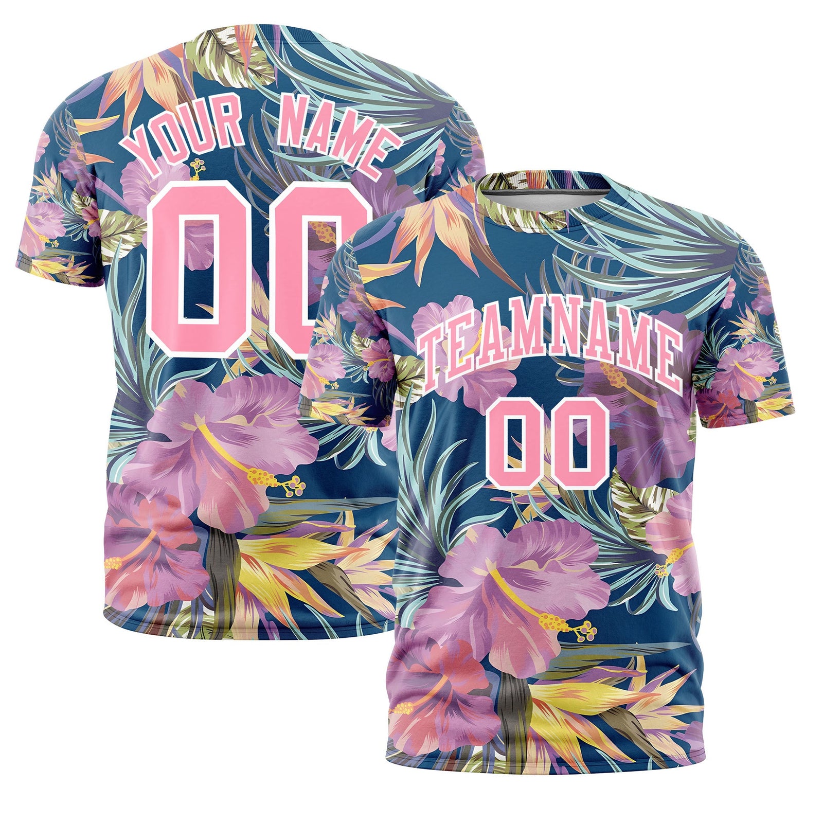 Custom Light Pink White Graffiti Pattern Hawaiian Style T-shirt| KXKSHOP