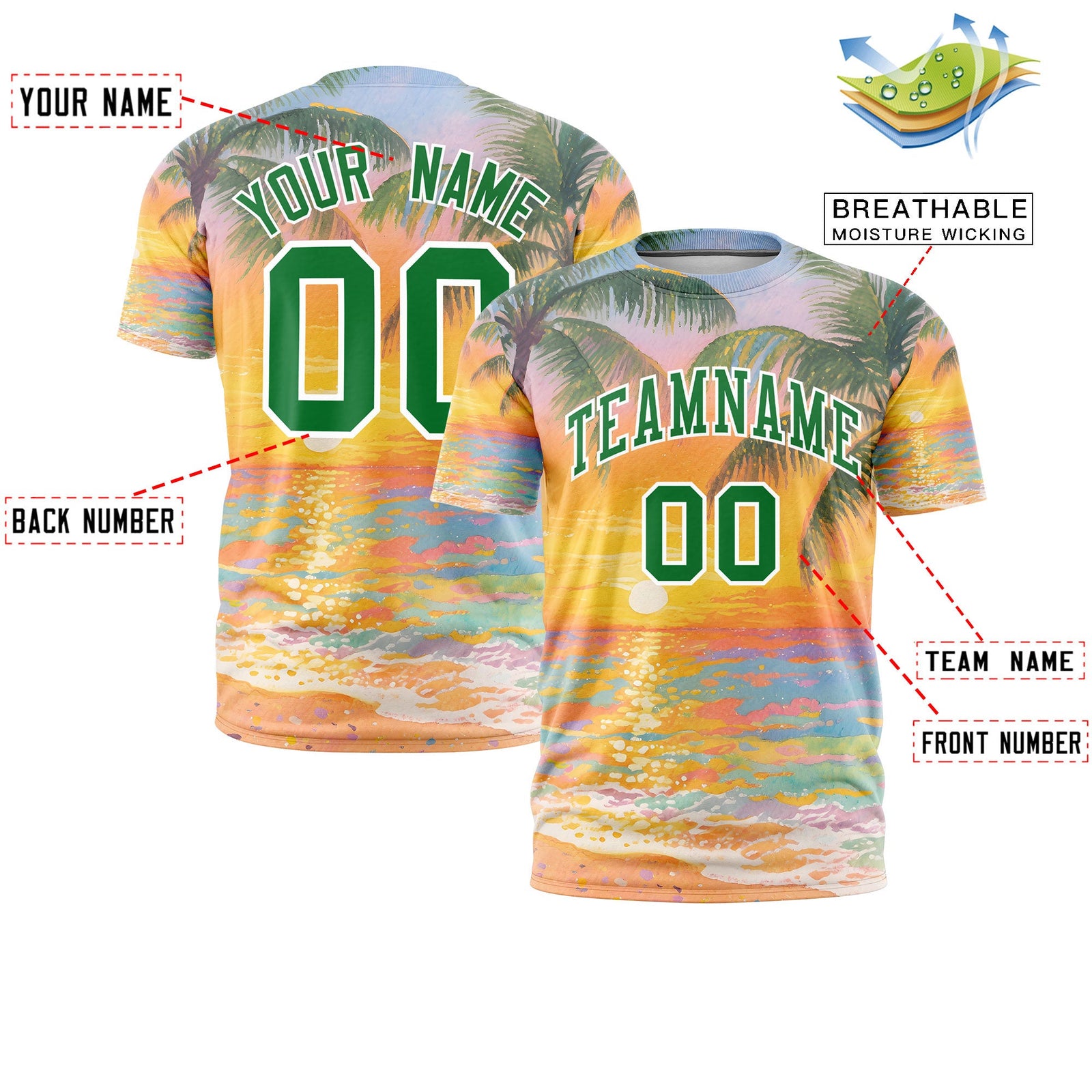 Custom Kelly Green White Graffiti Pattern Hawaiian Style T-shirt| KXKSHOP