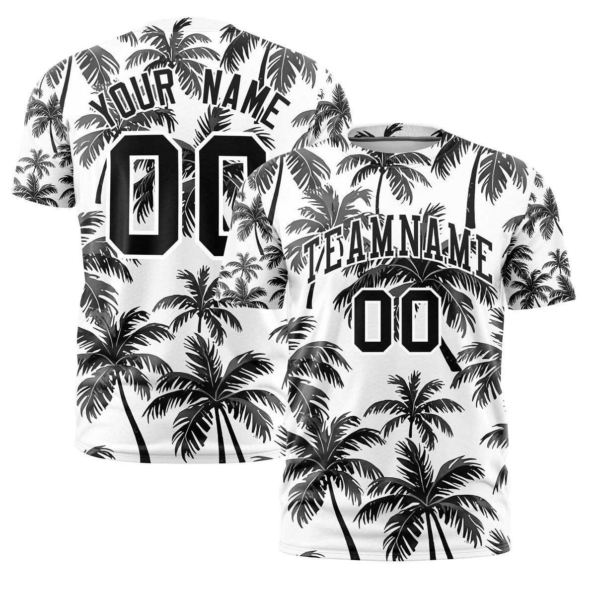 Custom Black White Graffiti Pattern Hawaiian Style T-shirt| KXKSHOP