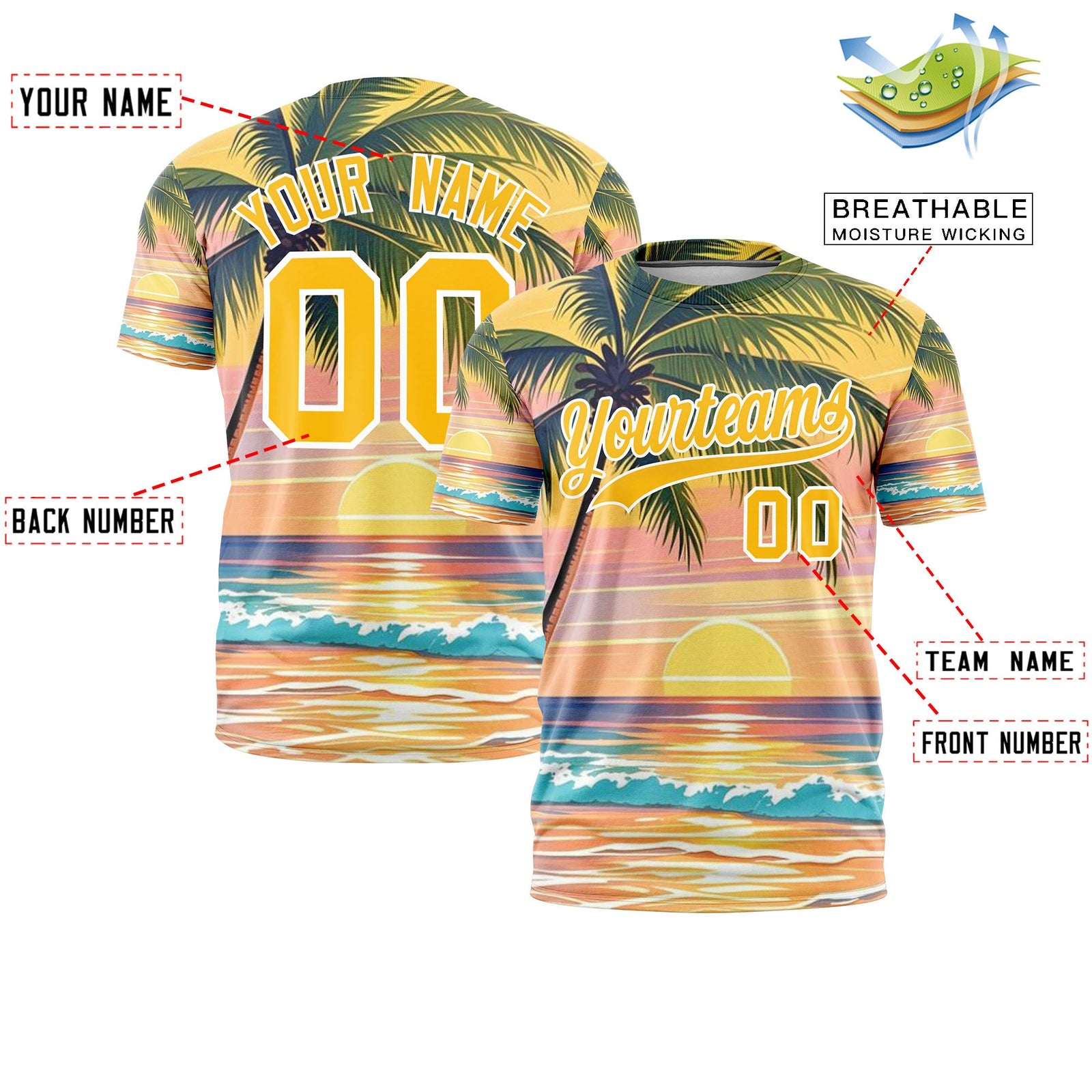 Custom Yellow White Graffiti Pattern Hawaiian Style T-shirt| KXKSHOP