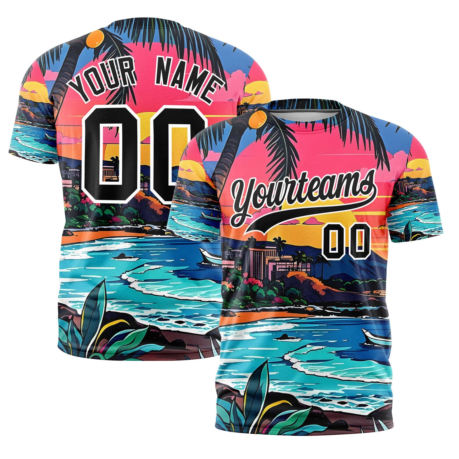 Custom Black White Graffiti Pattern Hawaiian Style T-shirt| KXKSHOP