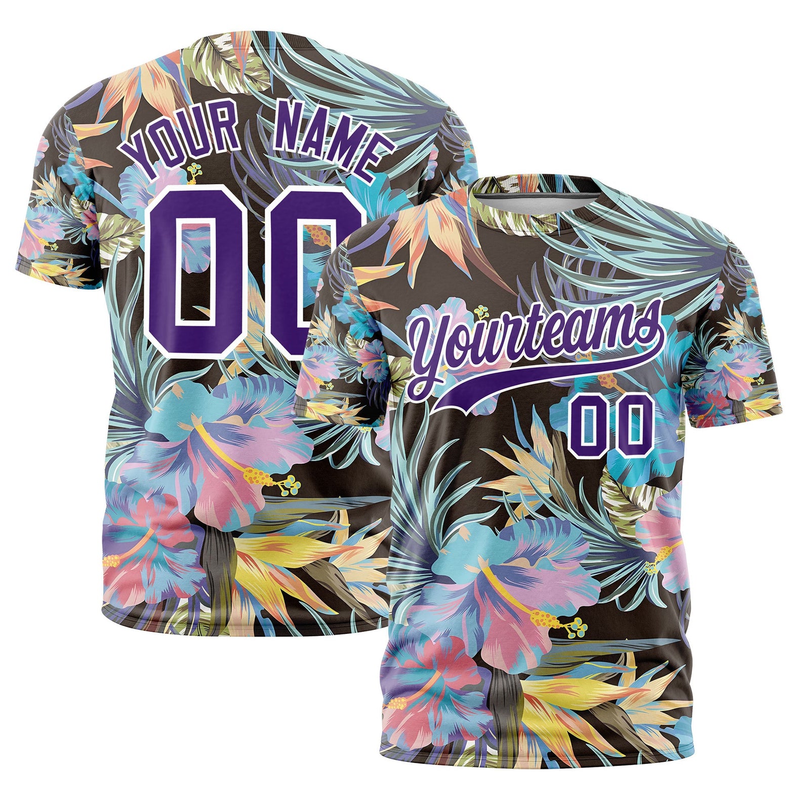 Custom Purple White Graffiti Pattern Hawaiian Style T-shirt| KXKSHOP