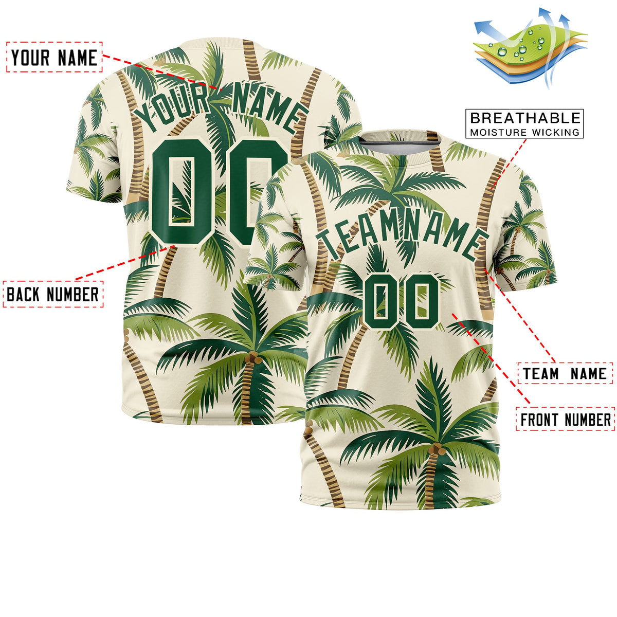 Custom Dark Green Cream Graffiti Pattern Hawaiian Style T-shirt| KXKSHOP