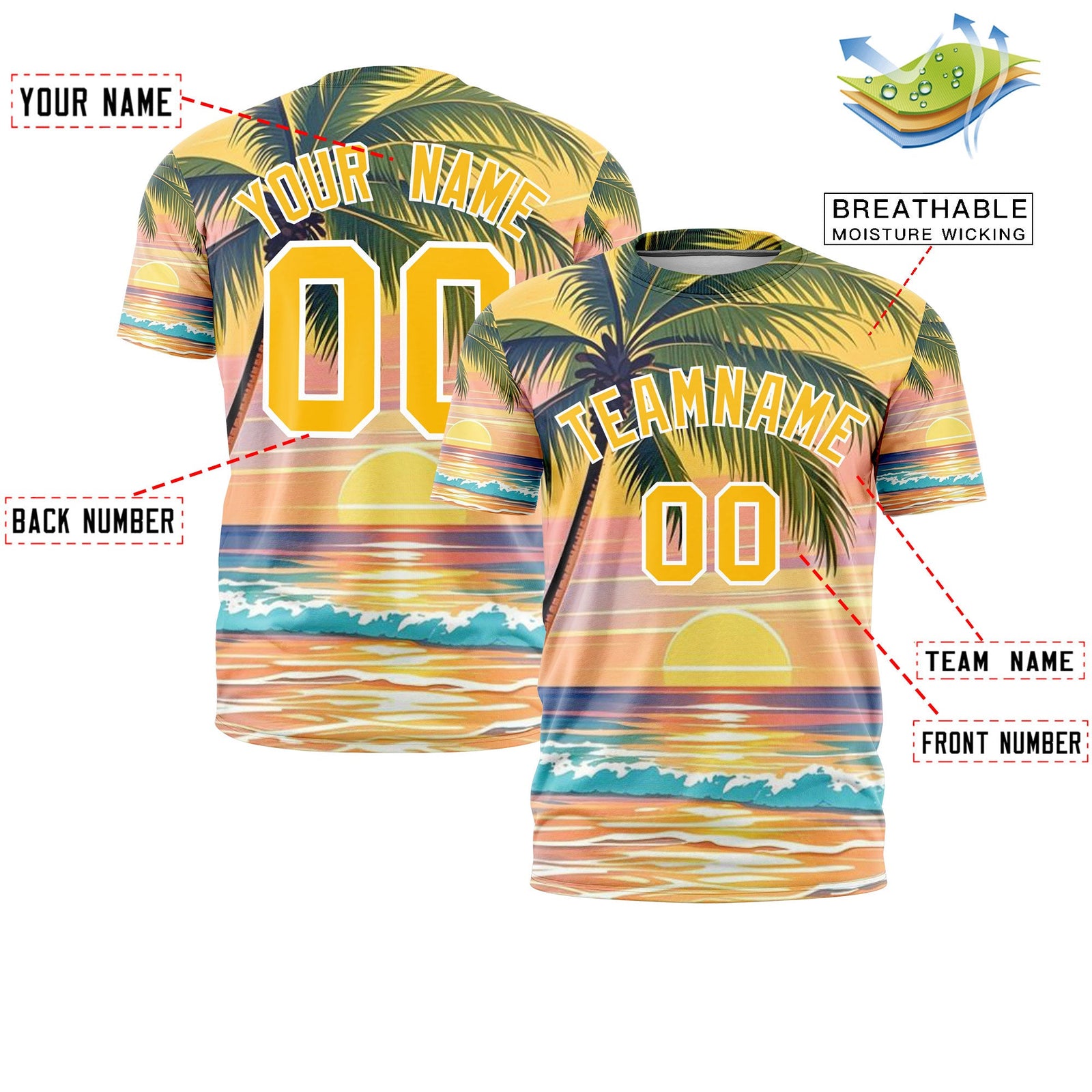 Custom Yellow White Graffiti Pattern Hawaiian Style T-shirt| KXKSHOP