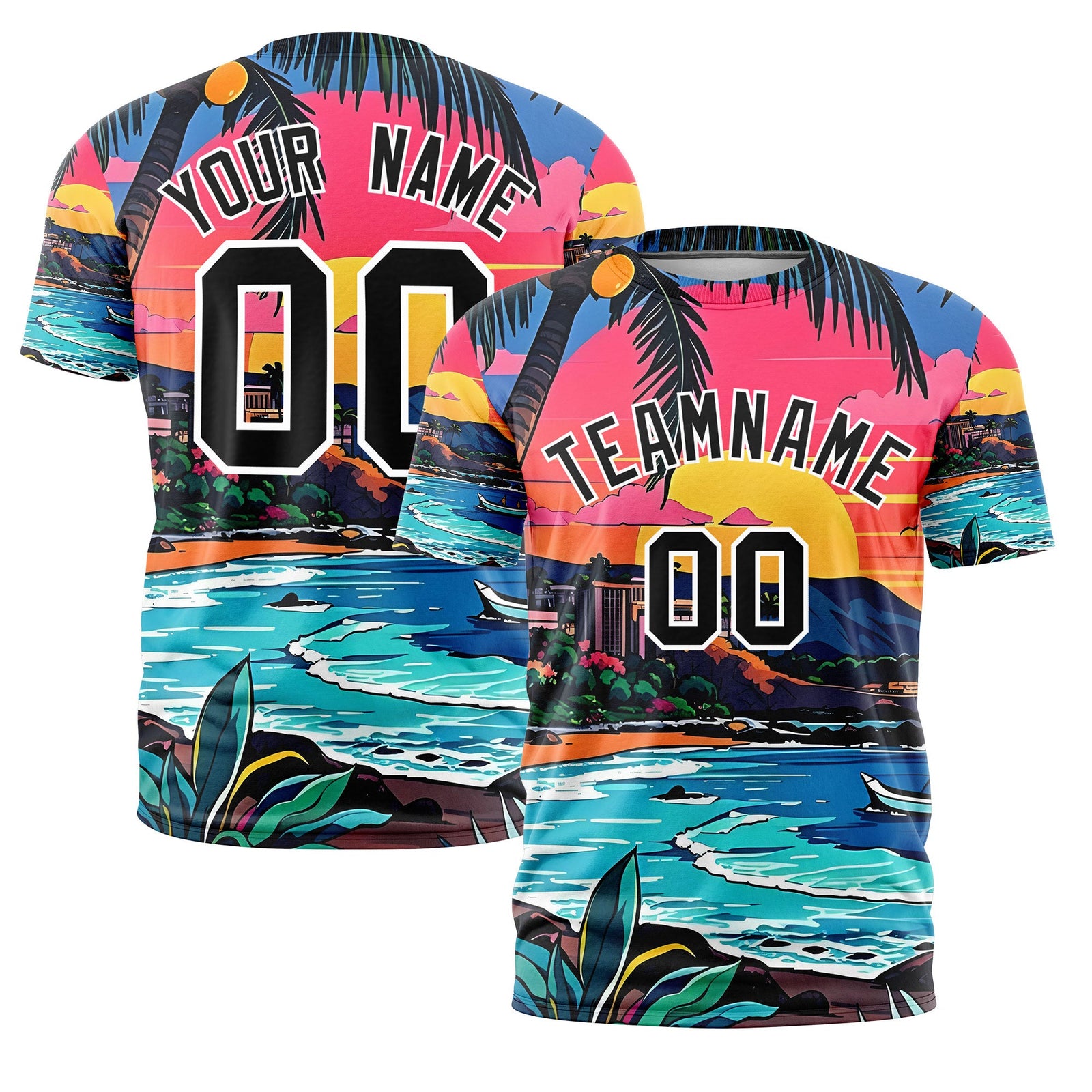 Custom Black White Graffiti Pattern Hawaiian Style T-shirt| KXKSHOP