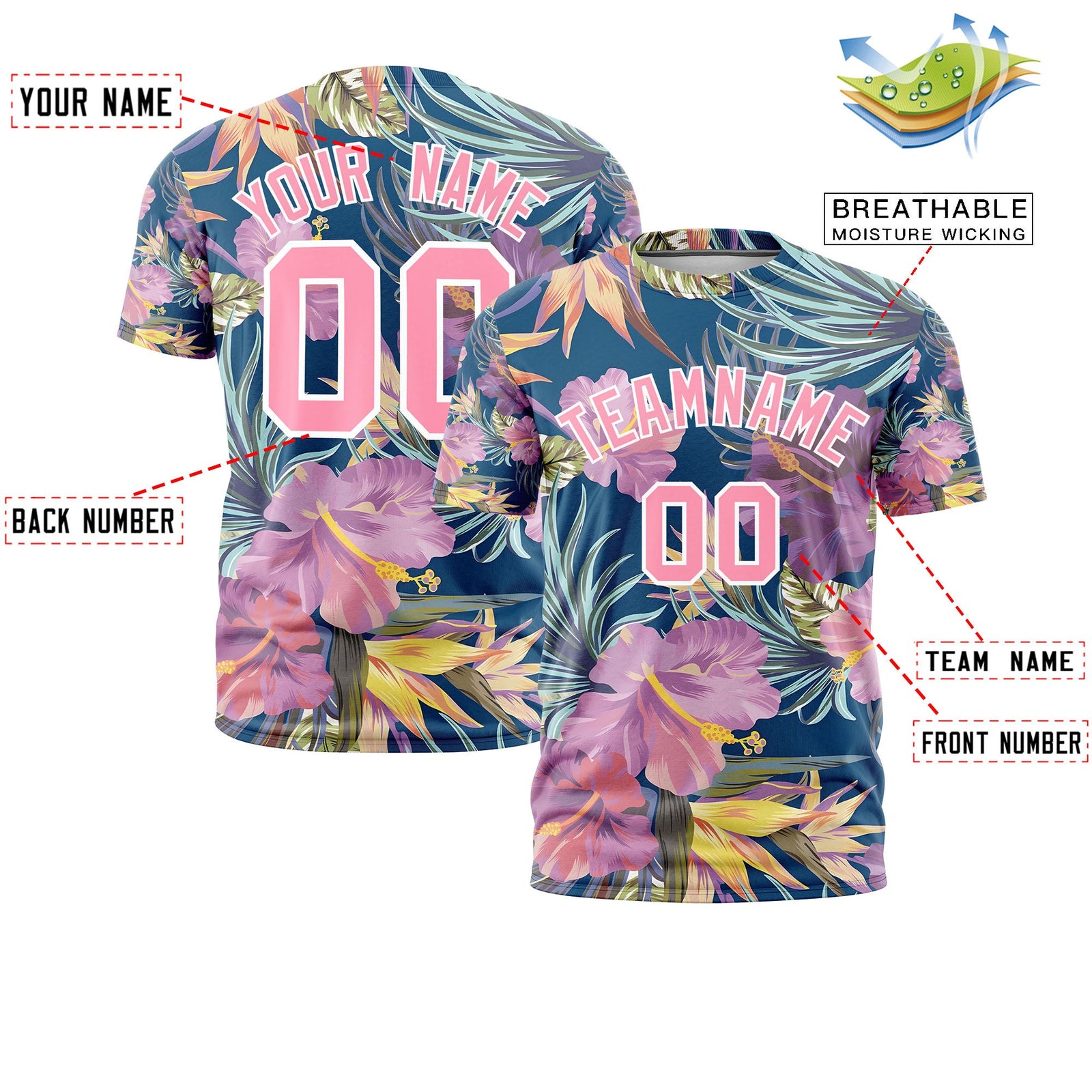 Custom Light Pink White Graffiti Pattern Hawaiian Style T-shirt| KXKSHOP