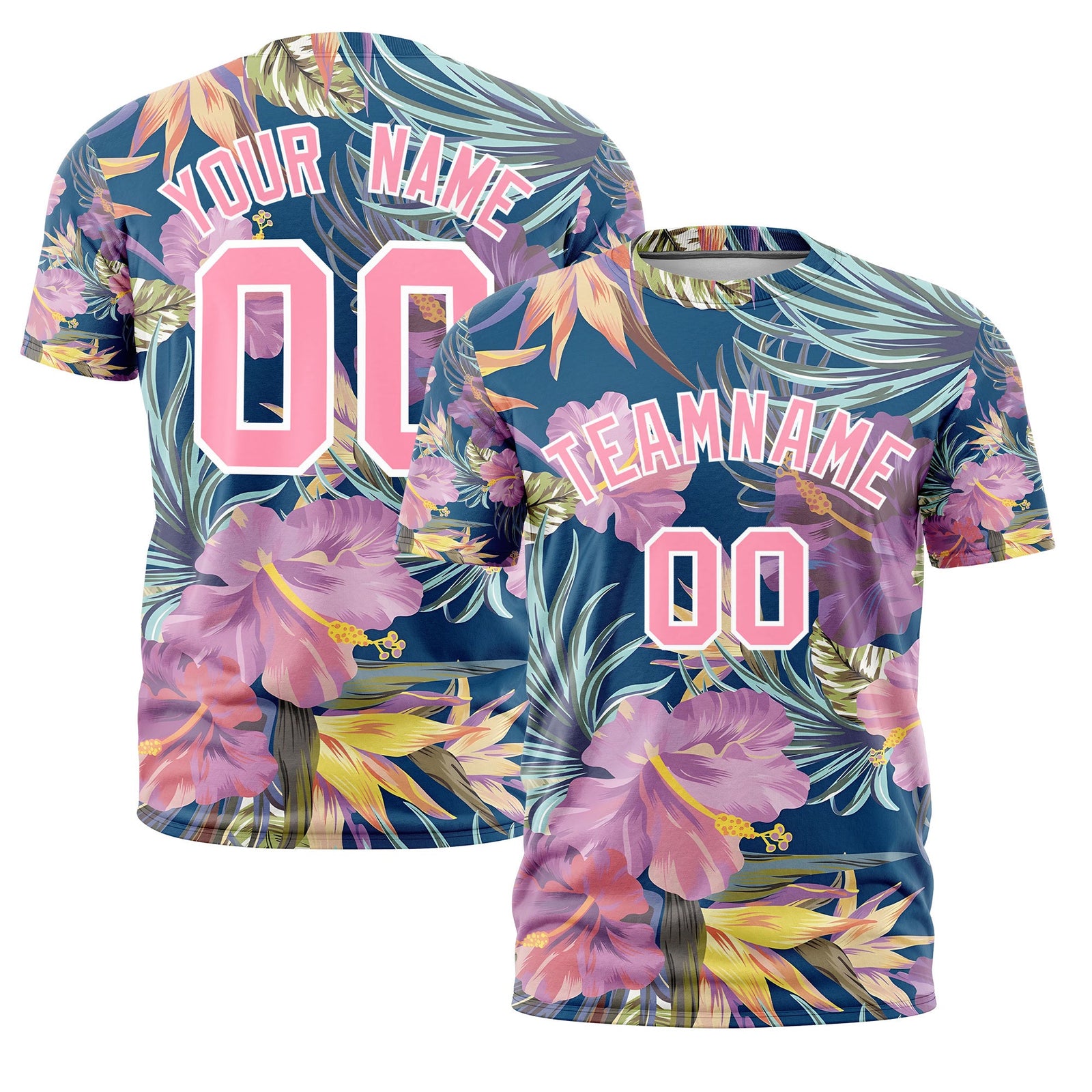 Custom Light Pink White Graffiti Pattern Hawaiian Style T-shirt| KXKSHOP