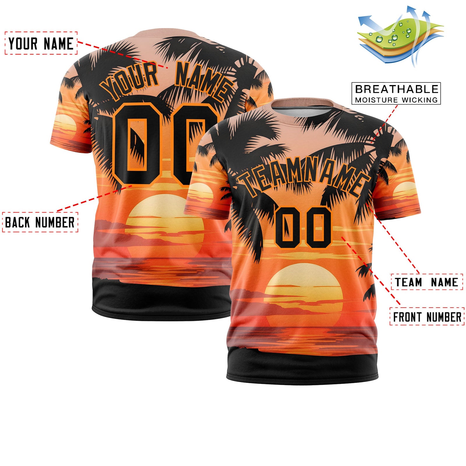 Custom Black Orange Graffiti Pattern Hawaiian Style T-shirt| KXKSHOP
