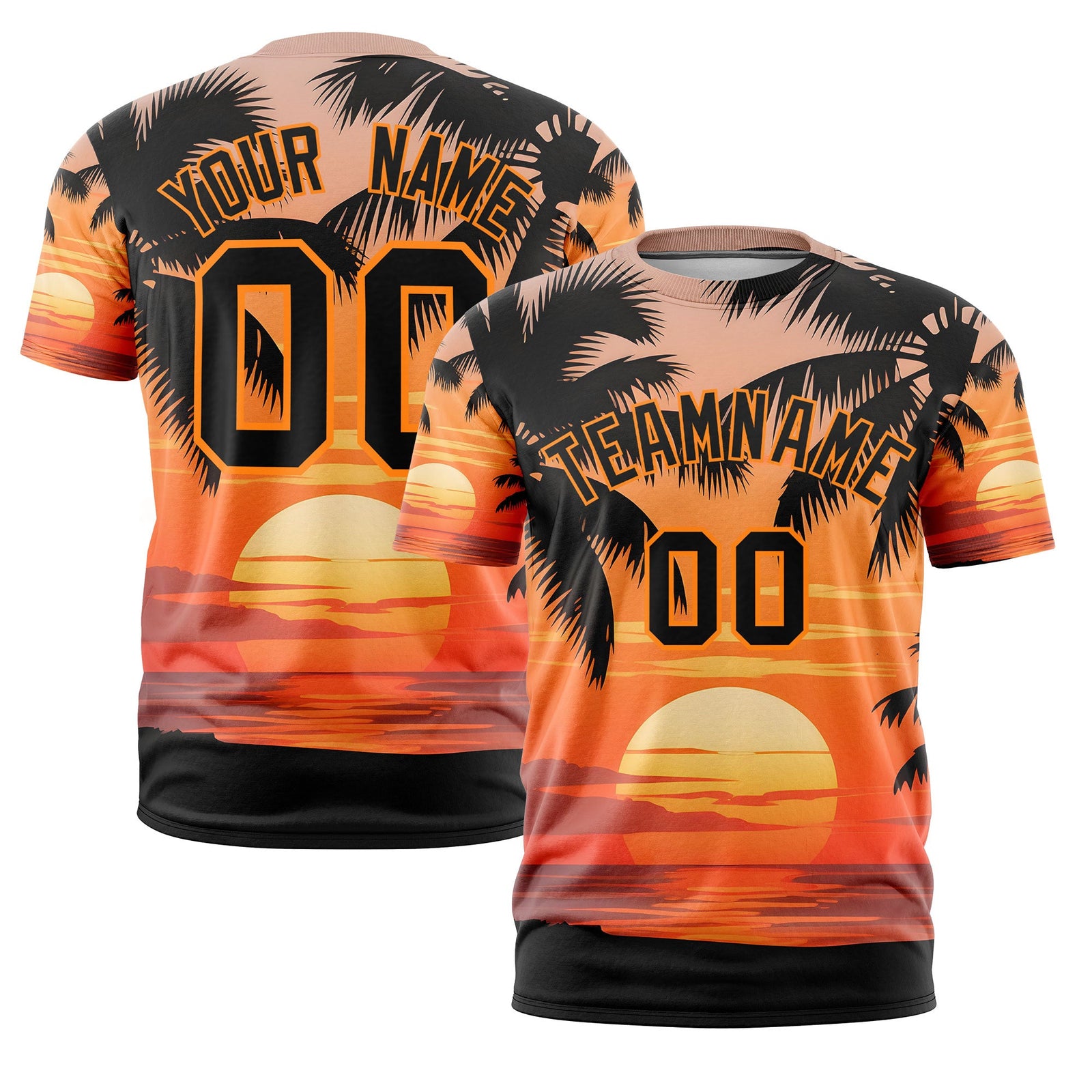 Custom Black Orange Graffiti Pattern Hawaiian Style T-shirt| KXKSHOP