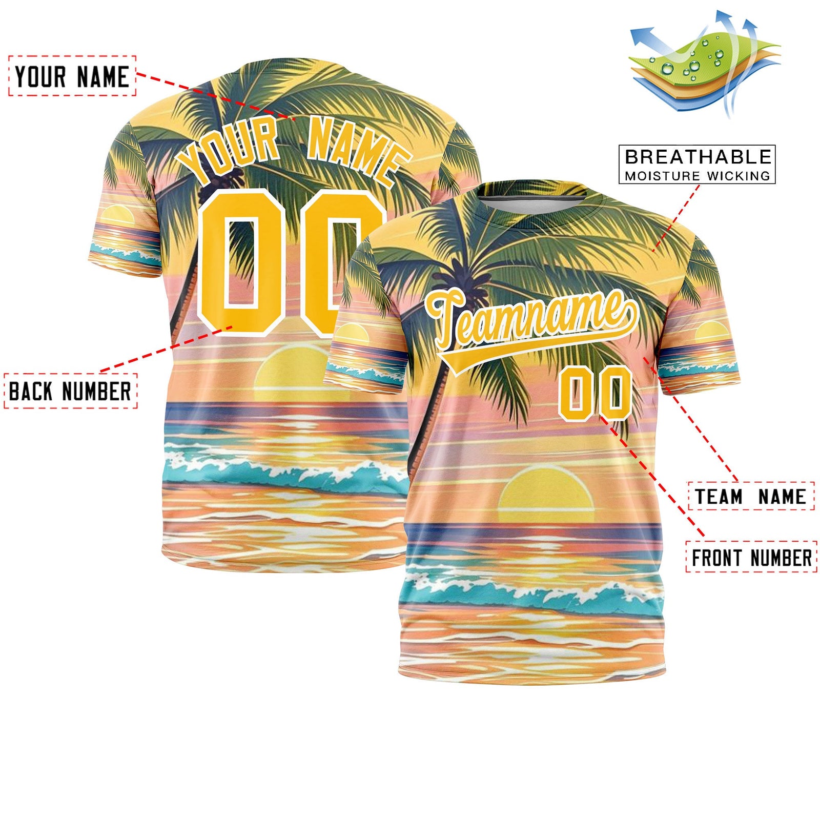 Custom Yellow White Graffiti Pattern Hawaiian Style T-shirt| KXKSHOP