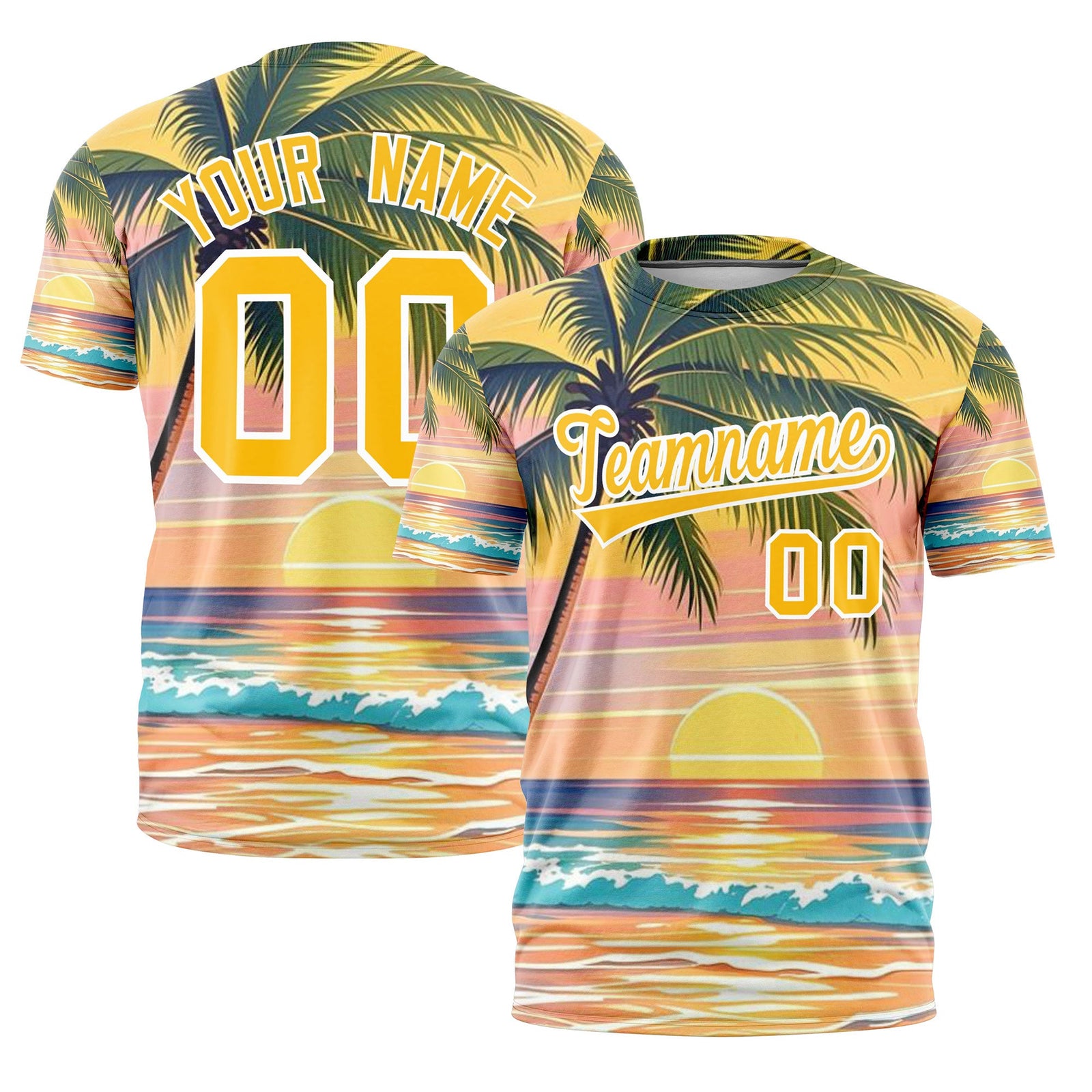 Custom Yellow White Graffiti Pattern Hawaiian Style T-shirt| KXKSHOP