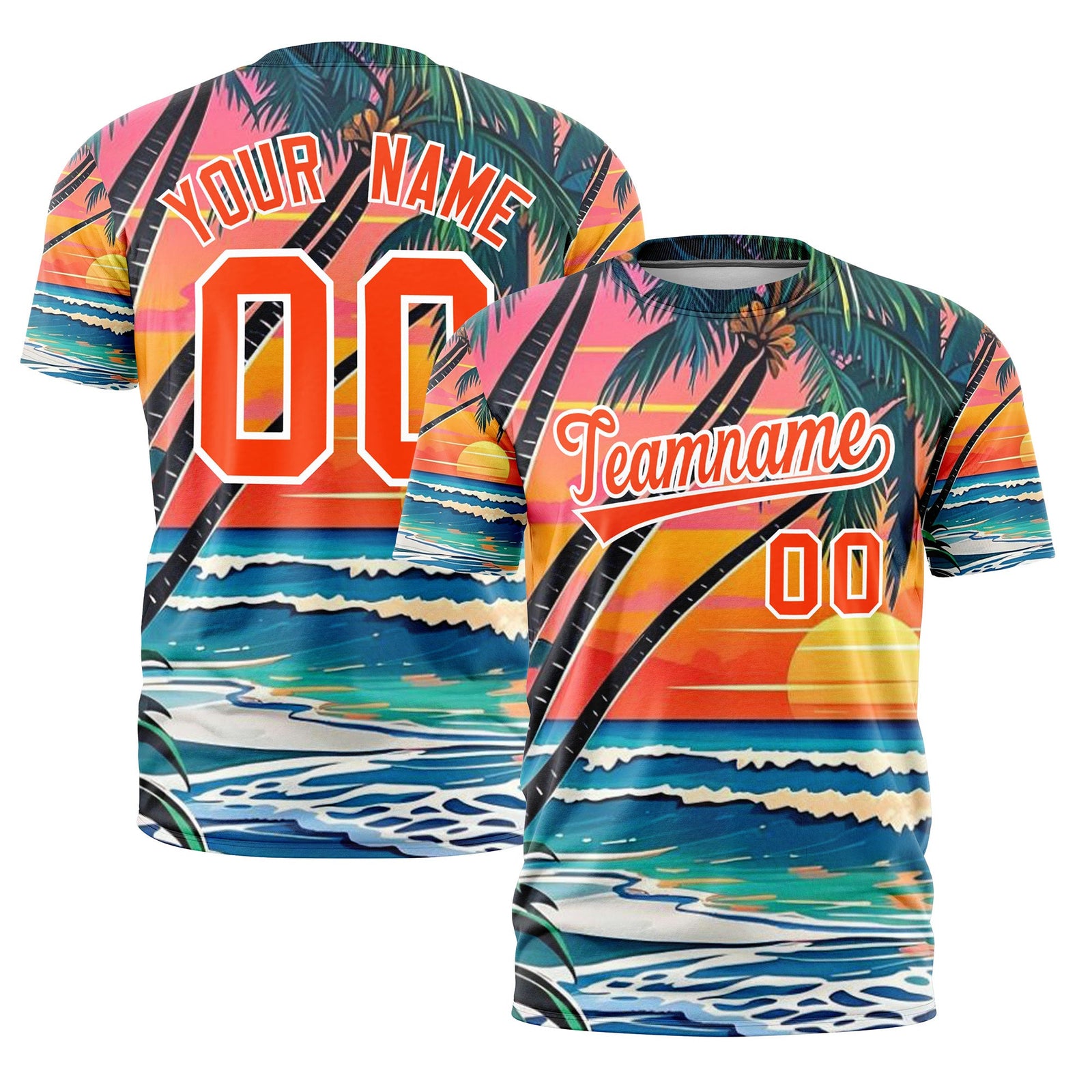 Custom Orange White Graffiti Pattern Hawaiian Style T-shirt| KXKSHOP