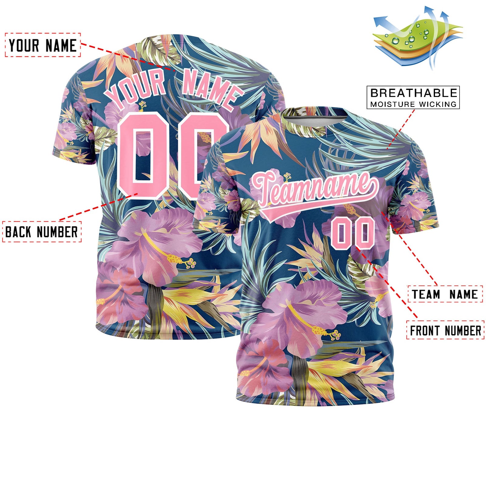 Custom Light Pink White Graffiti Pattern Hawaiian Style T-shirt| KXKSHOP