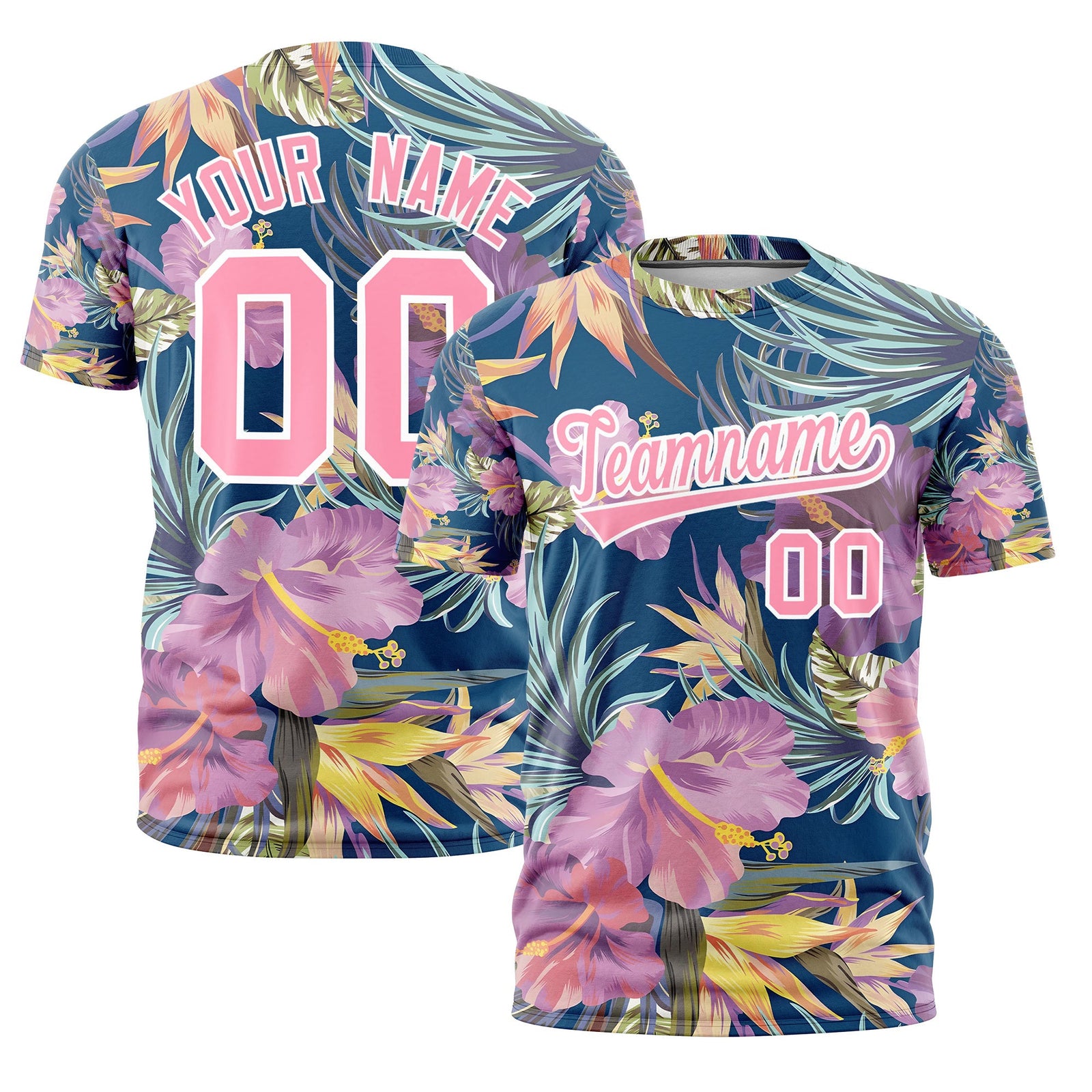 Custom Light Pink White Graffiti Pattern Hawaiian Style T-shirt| KXKSHOP