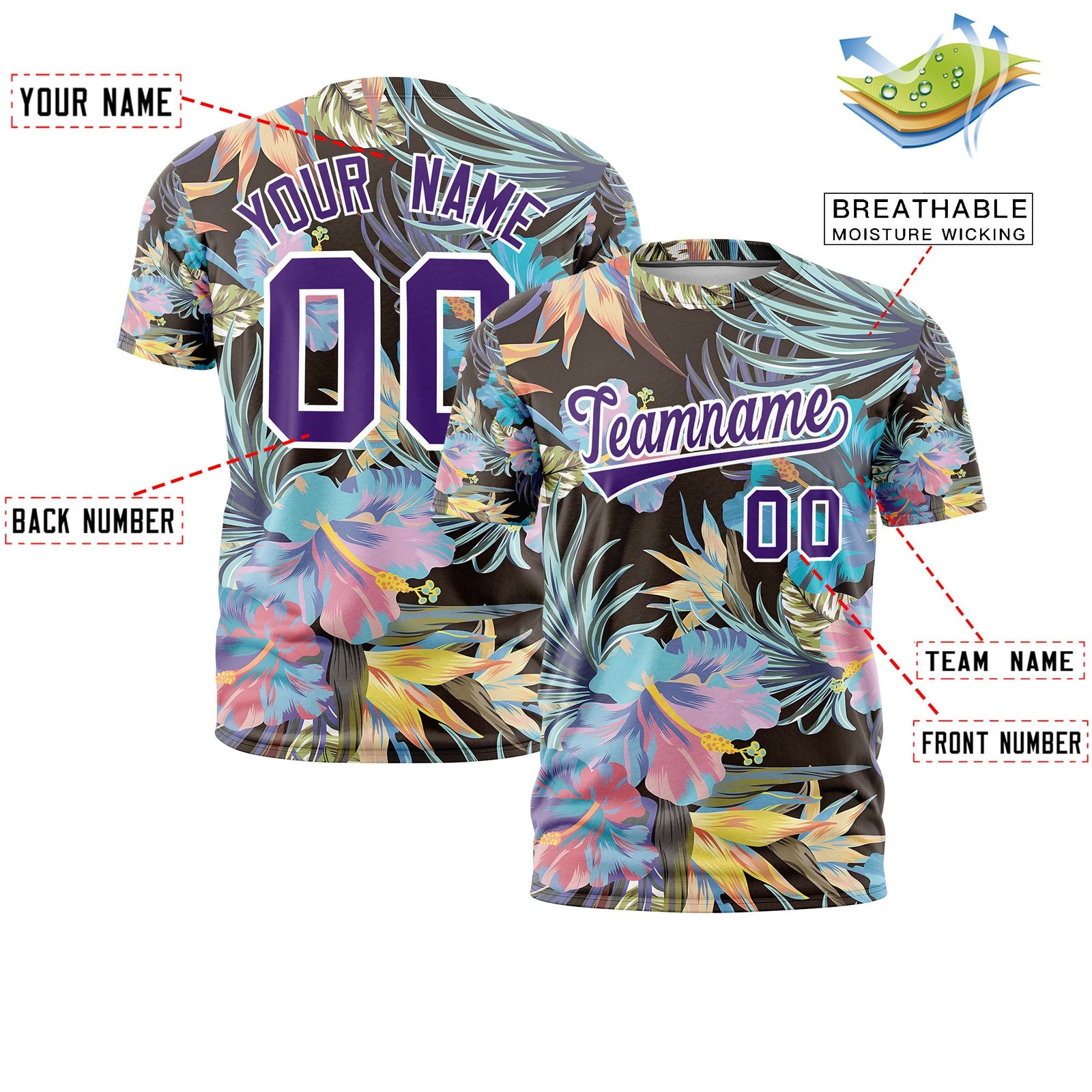 Custom Purple White Graffiti Pattern Hawaiian Style T-shirt| KXKSHOP