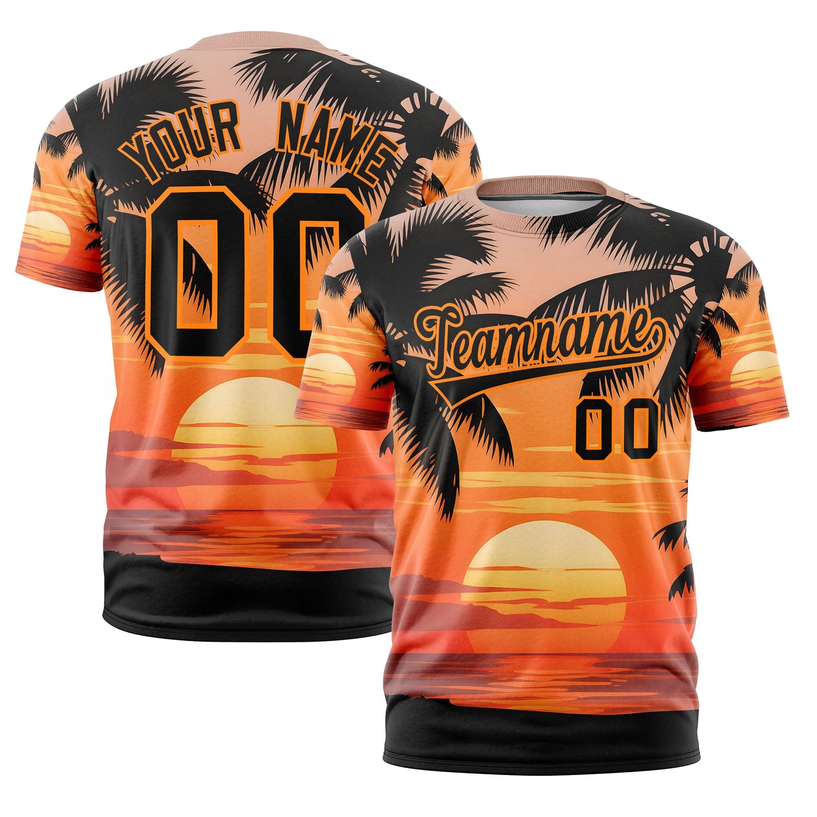 Custom Black Orange Graffiti Pattern Hawaiian Style T-shirt| KXKSHOP