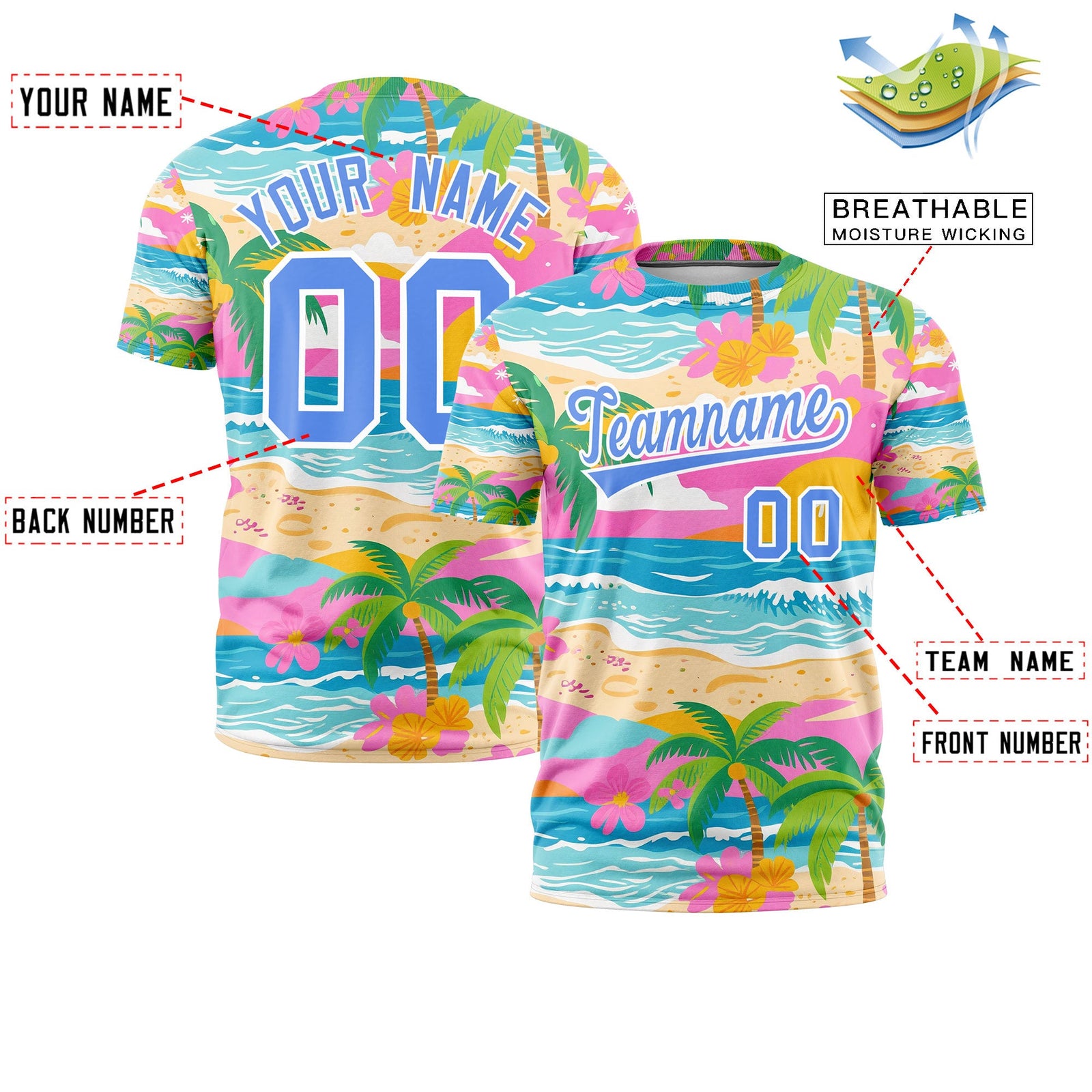 Custom Light Blue White Graffiti Pattern Hawaiian Style T-shirt| KXKSHOP