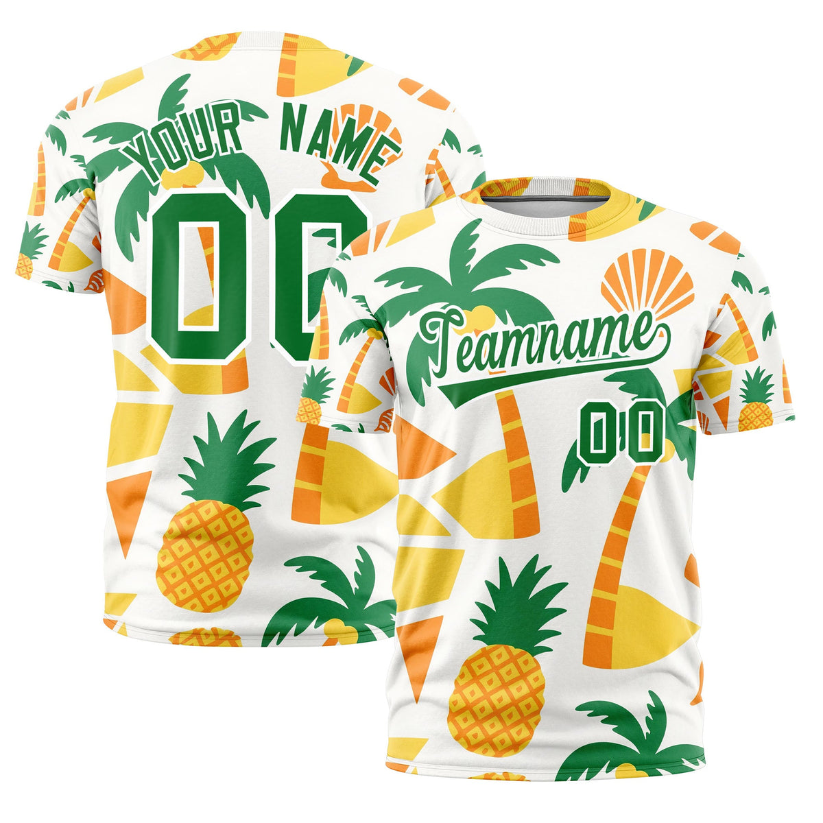 Custom Kelly Green White Graffiti Pattern Hawaiian Style T-shirt| KXKSHOP