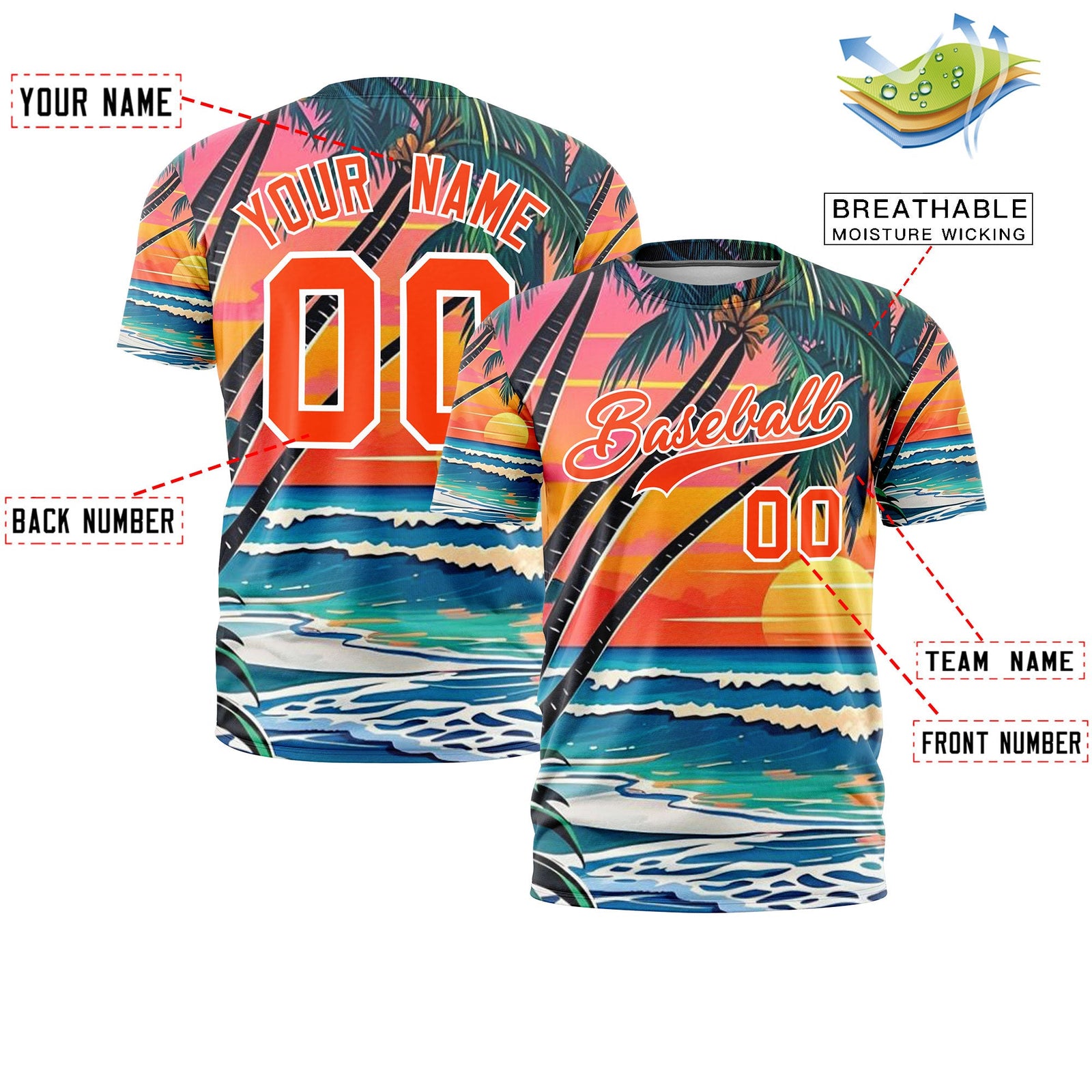 Custom Orange White Graffiti Pattern Hawaiian Style T-shirt| KXKSHOP