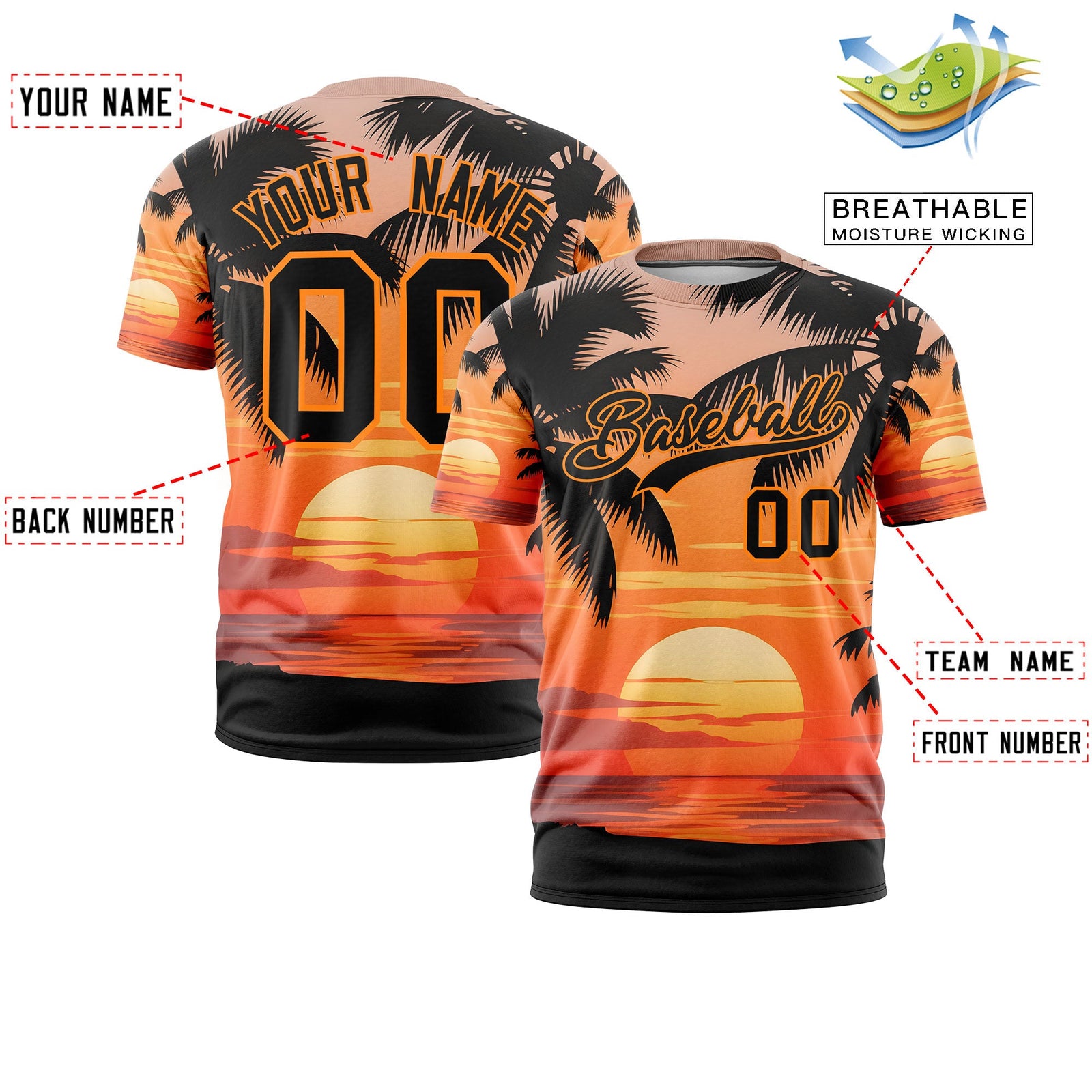 Custom Black Orange Graffiti Pattern Hawaiian Style T-shirt| KXKSHOP
