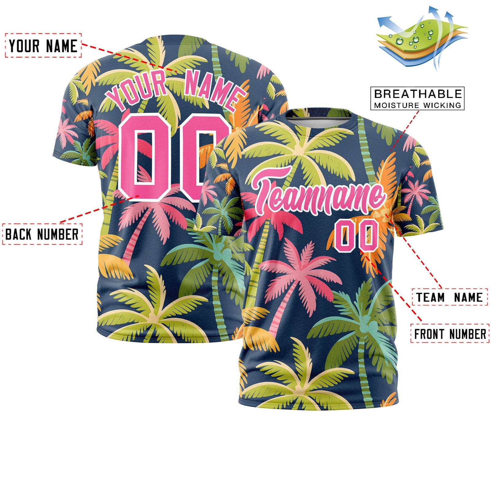 Custom Pink White Graffiti Pattern Hawaiian Style T-shirt| KXKSHOP