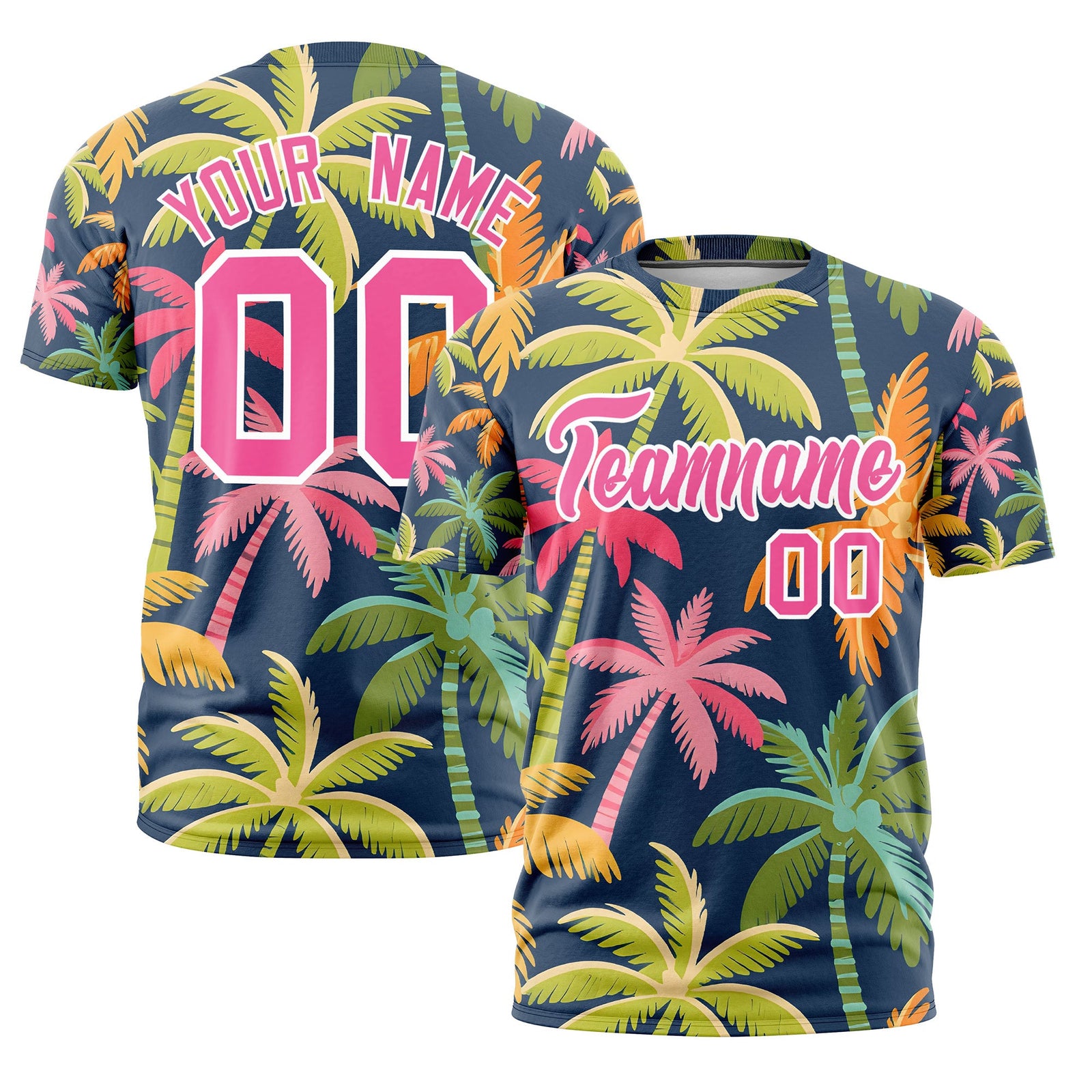 Custom Pink White Graffiti Pattern Hawaiian Style T-shirt| KXKSHOP