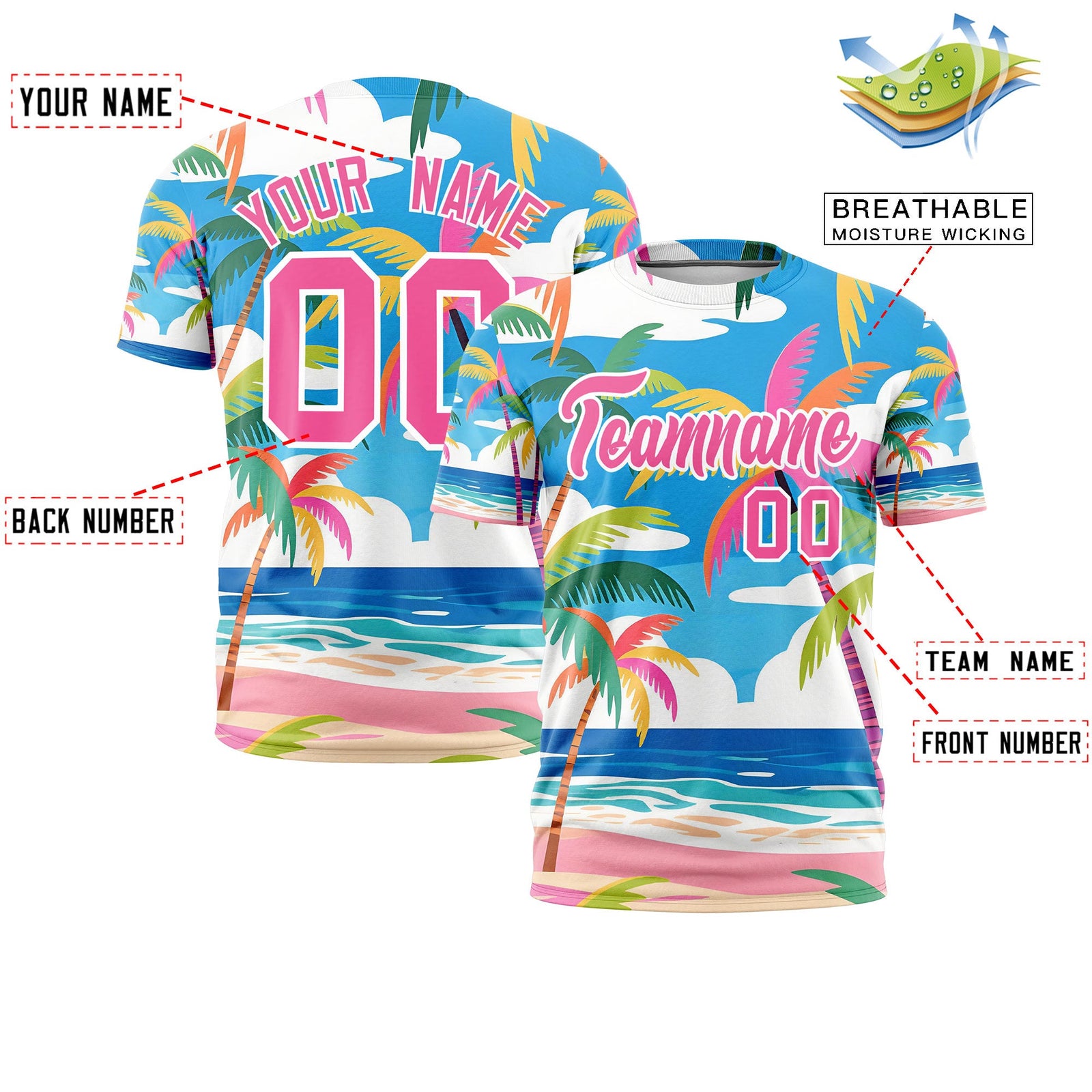 Custom Pink White Graffiti Pattern Hawaiian Style T-shirt| KXKSHOP