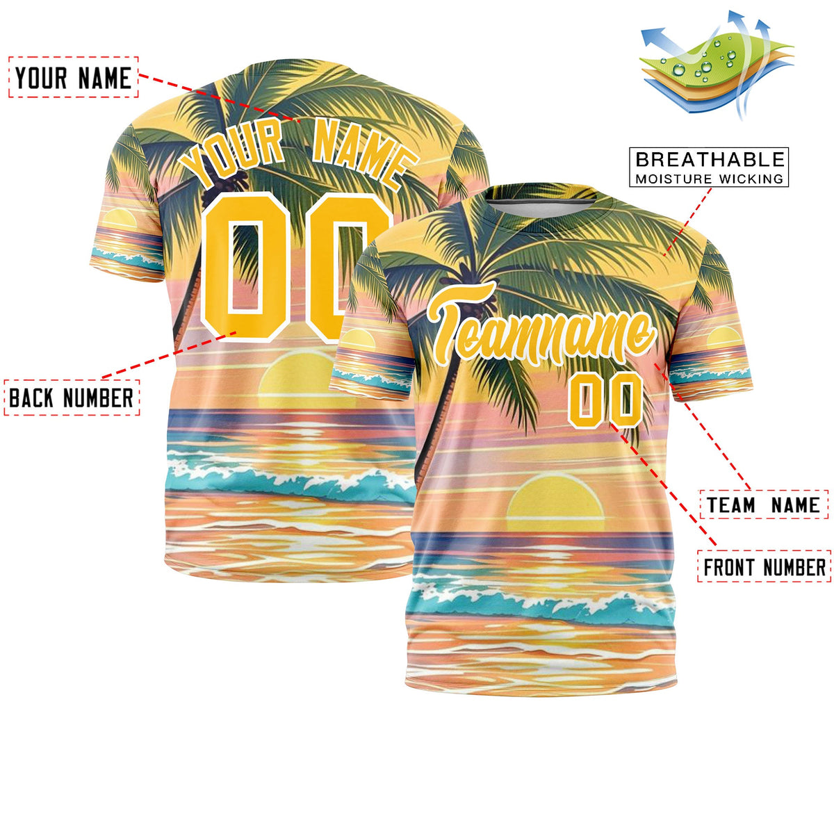 Custom Yellow White Graffiti Pattern Hawaiian Style T-shirt| KXKSHOP