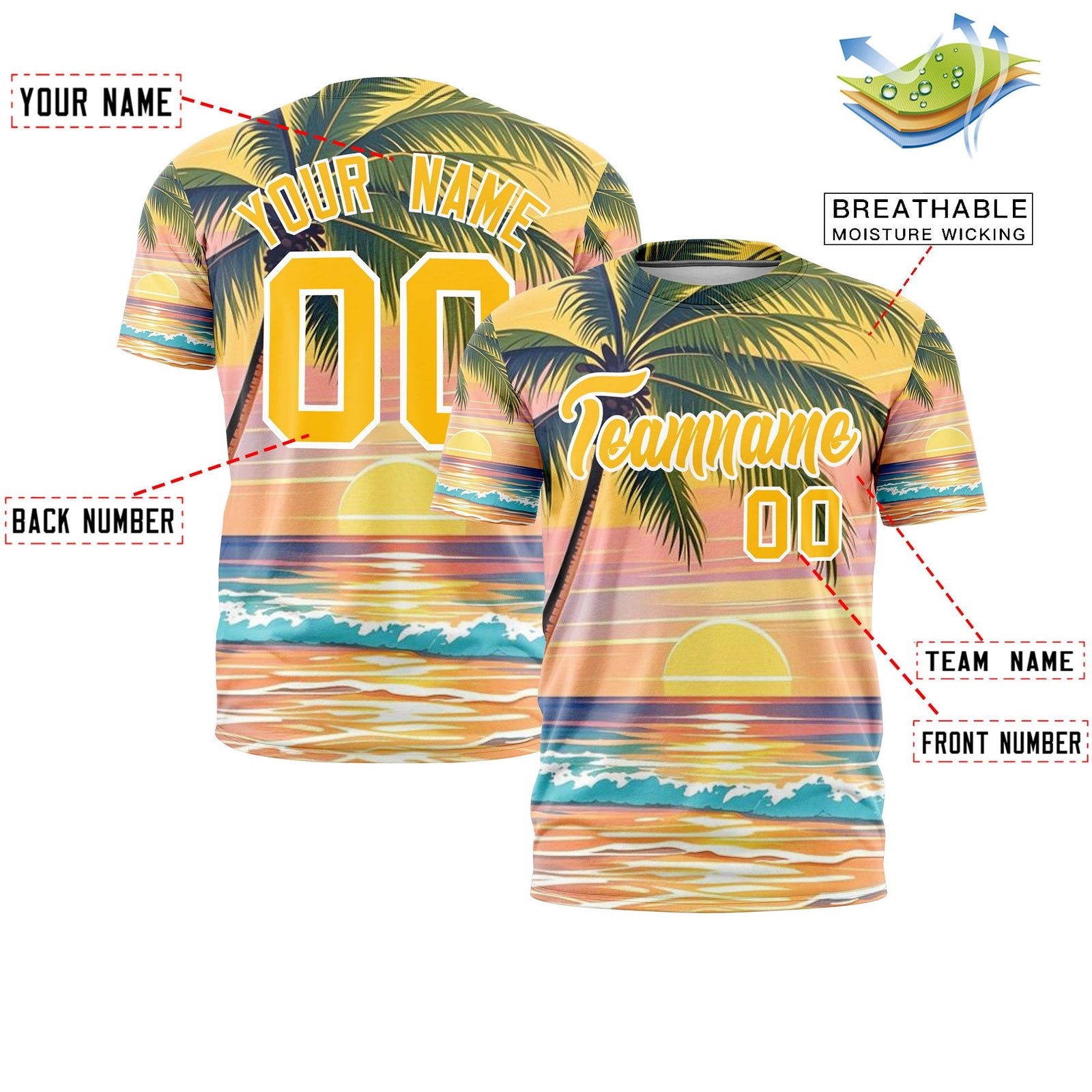 Custom Yellow White Graffiti Pattern Hawaiian Style T-shirt| KXKSHOP