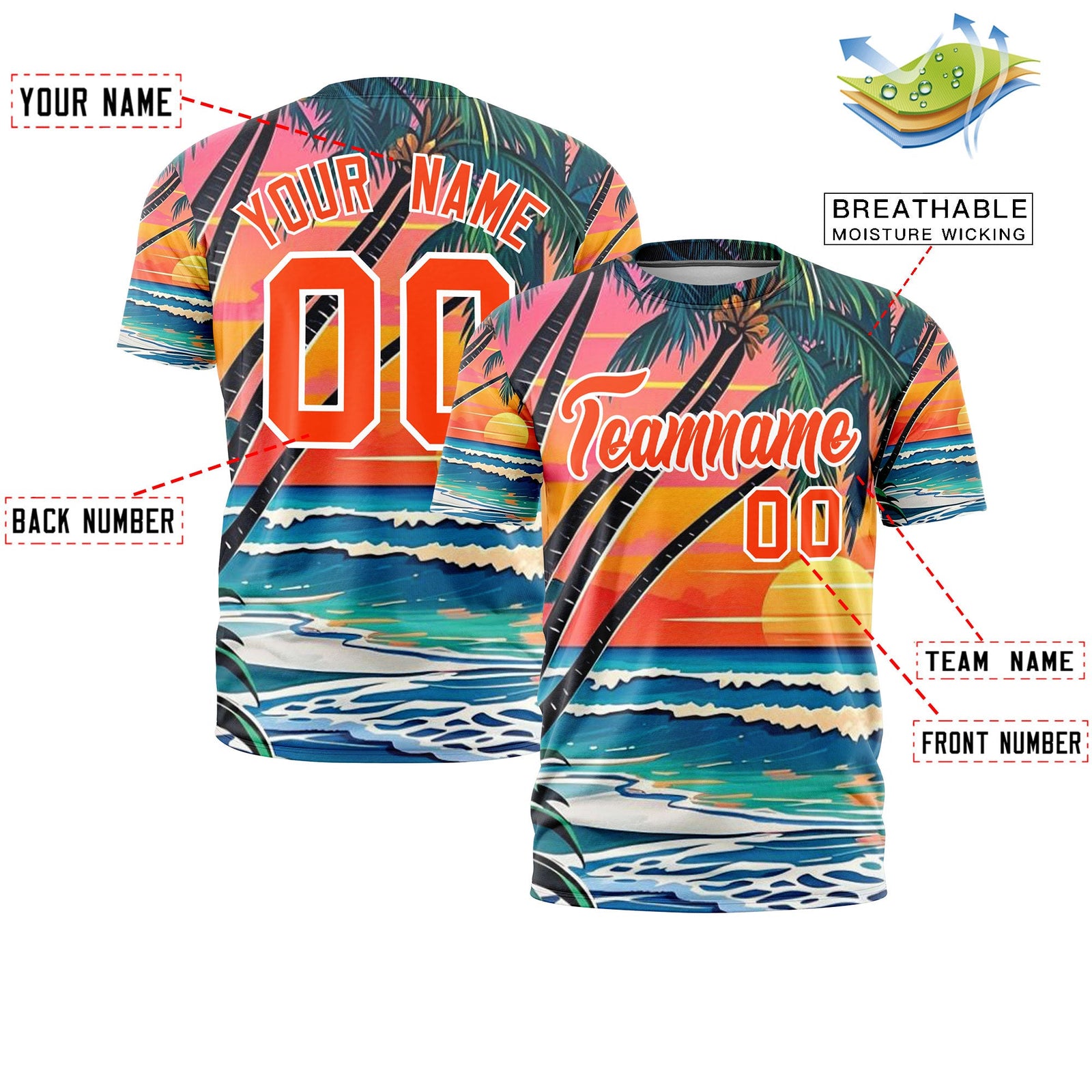 Custom Orange White Graffiti Pattern Hawaiian Style T-shirt| KXKSHOP