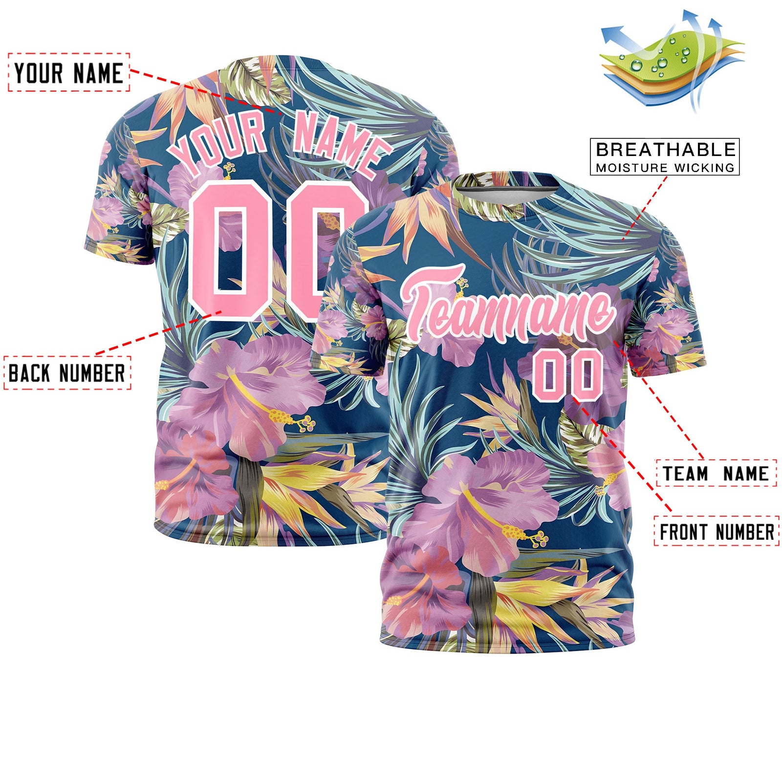 Custom Light Pink White Graffiti Pattern Hawaiian Style T-shirt| KXKSHOP