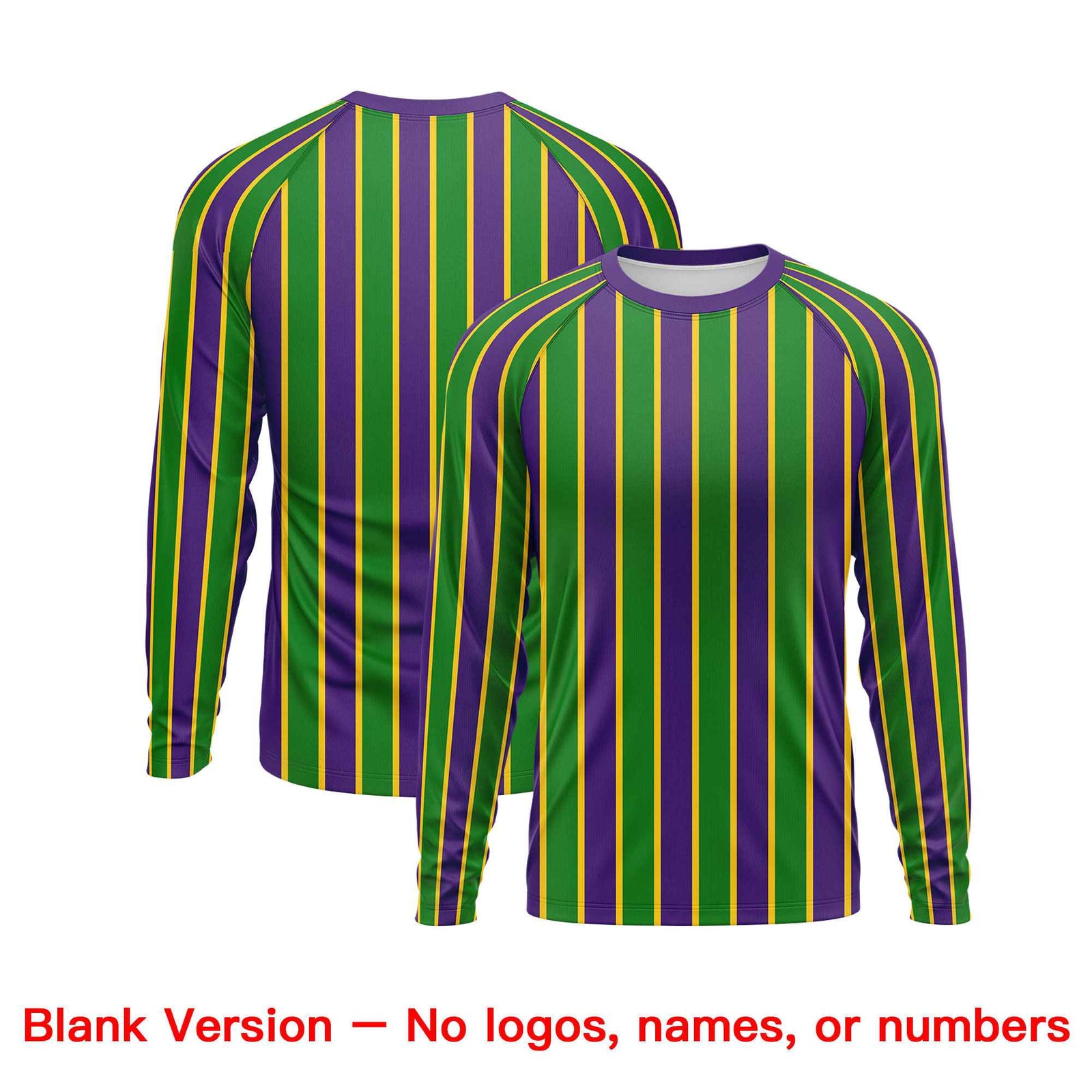 Custom Purple Kelly Green Crew Neck Personalized Mardi Gras Long Sleeve Performance T-shirt | KXKSHOP