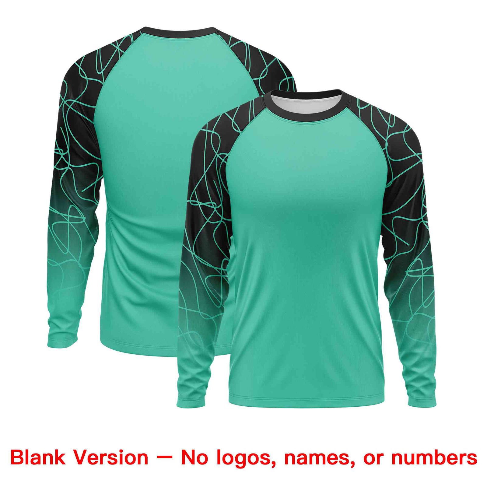 Custom Bright Green Black Tangled Lines Pattern Raglan Long Sleeve Performance T-Shirt| KXKSHOP