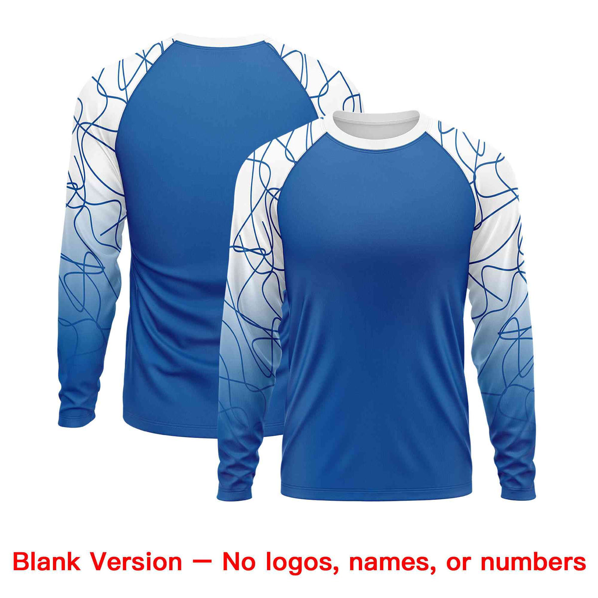 Custom White Royal Tangled Lines Pattern Raglan Long Sleeve Performance T-Shirt| KXKSHOP