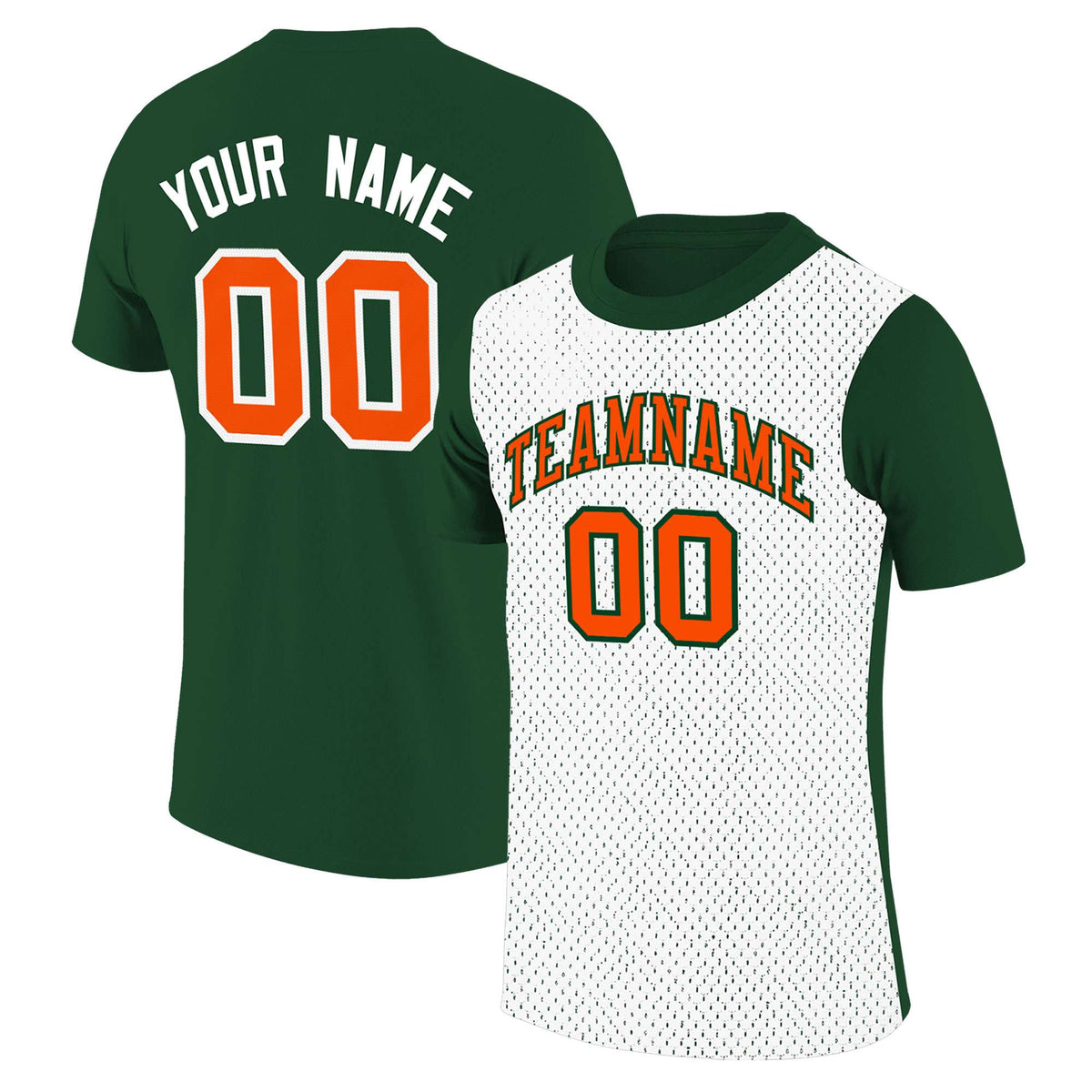 Custom Green White Mesh Two Tone T-Shirt