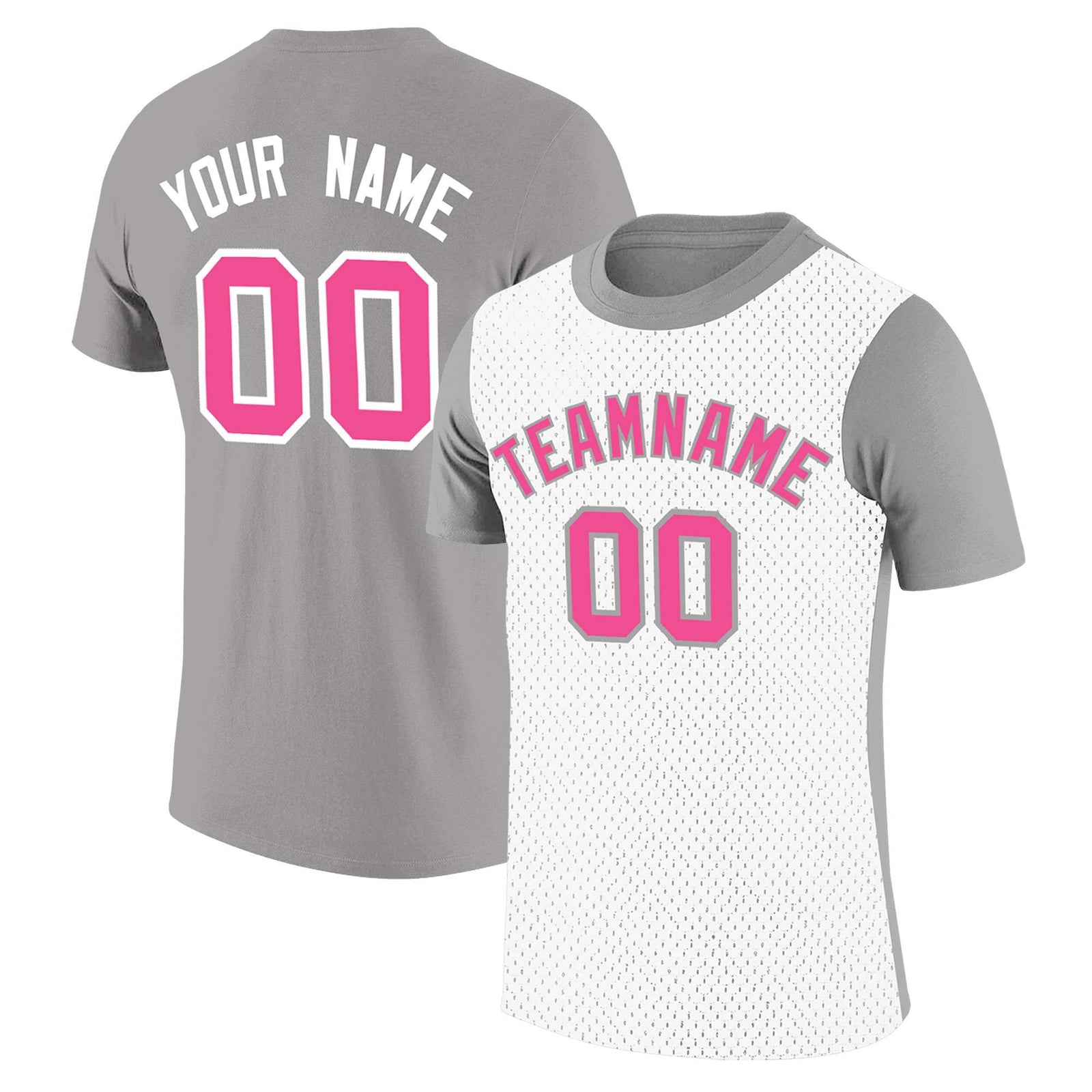 Custom Gray White Mesh Two Tone T-Shirt