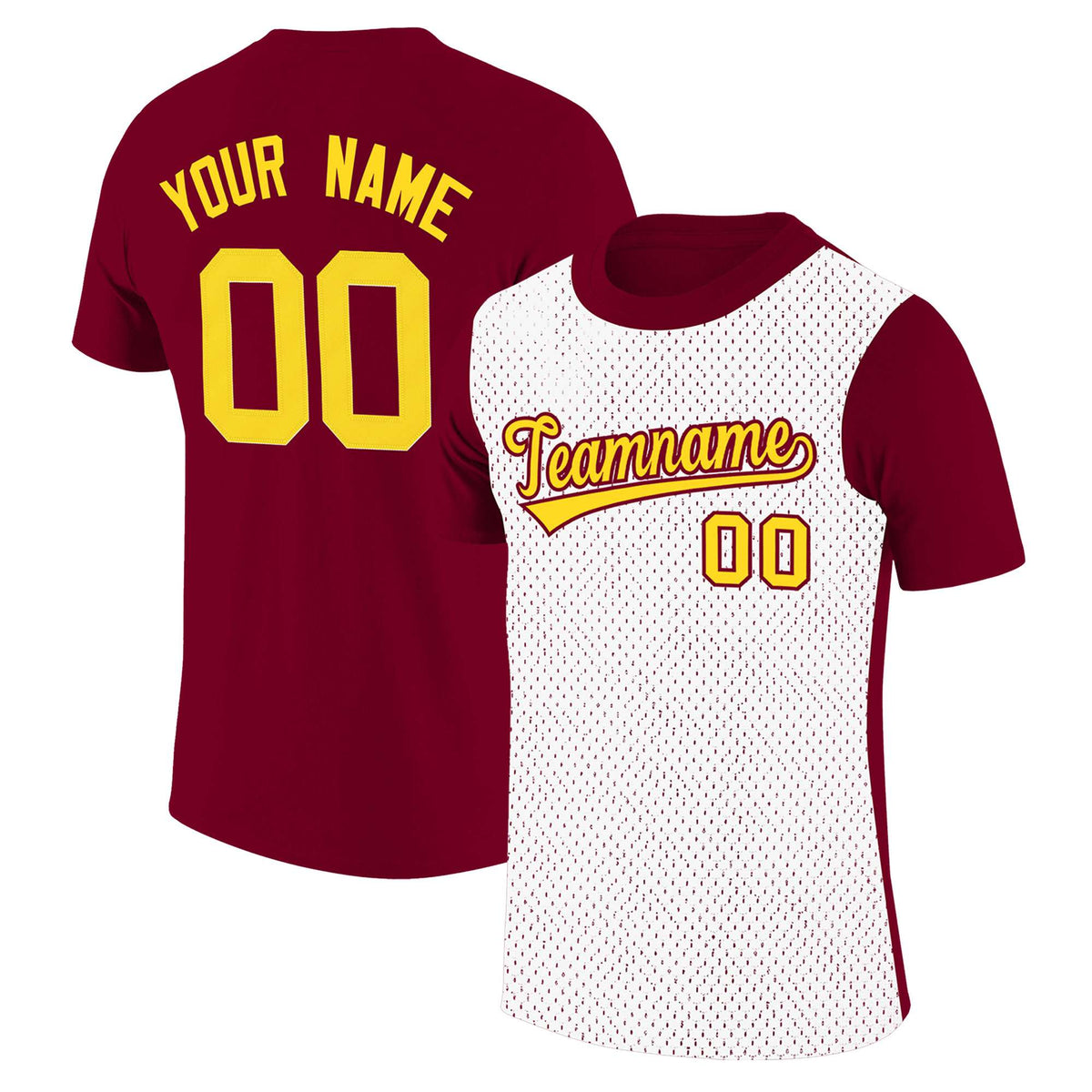 Custom Crimson White Mesh Two Tone T-Shirt
