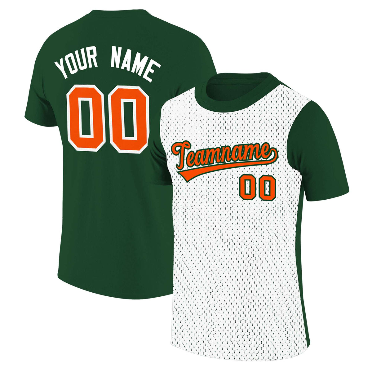Custom Green White Mesh Two Tone T-Shirt